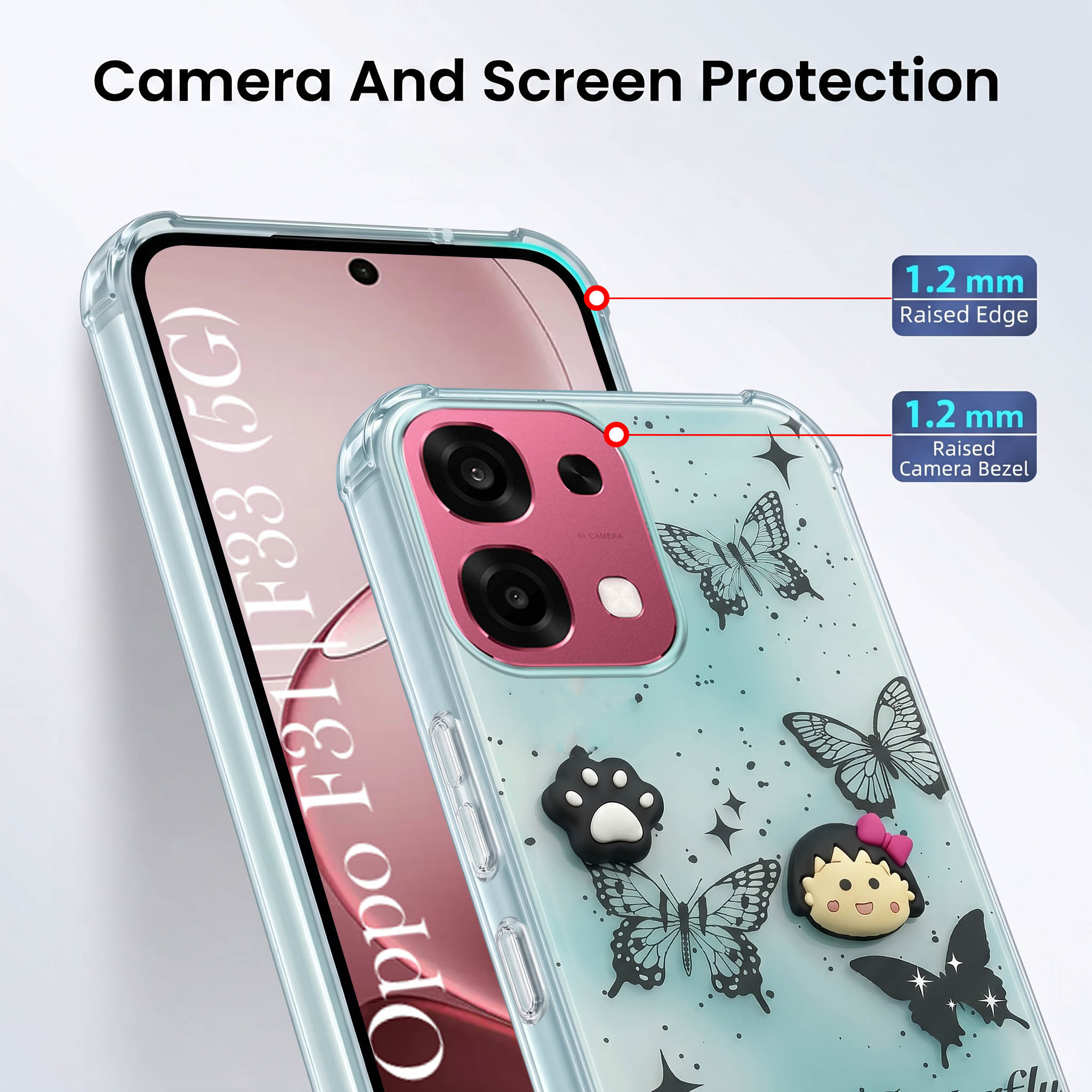 For Oppo F31 5G | Oppo F33 5G Back Cover Case (3D Cute Cartoons | Hard Back Side Soft | Matte Premium Finish | HD Printing)