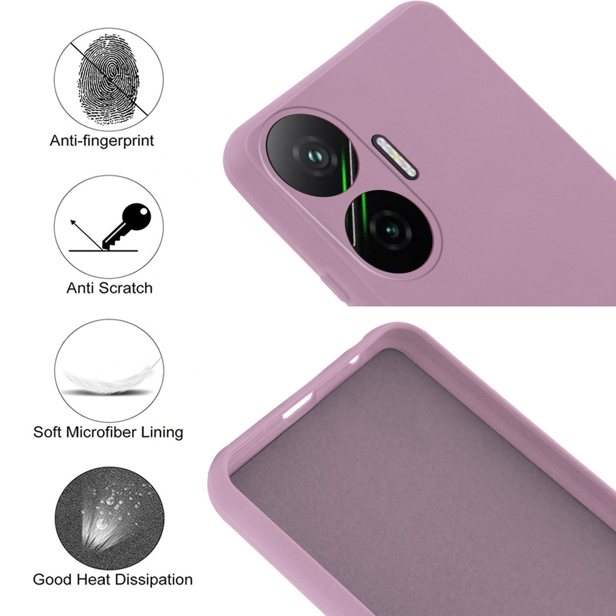 For Xiaomi Poco F7 5G Back Cover Case (Matte Finish Silicone with Inside Fiber cloth)