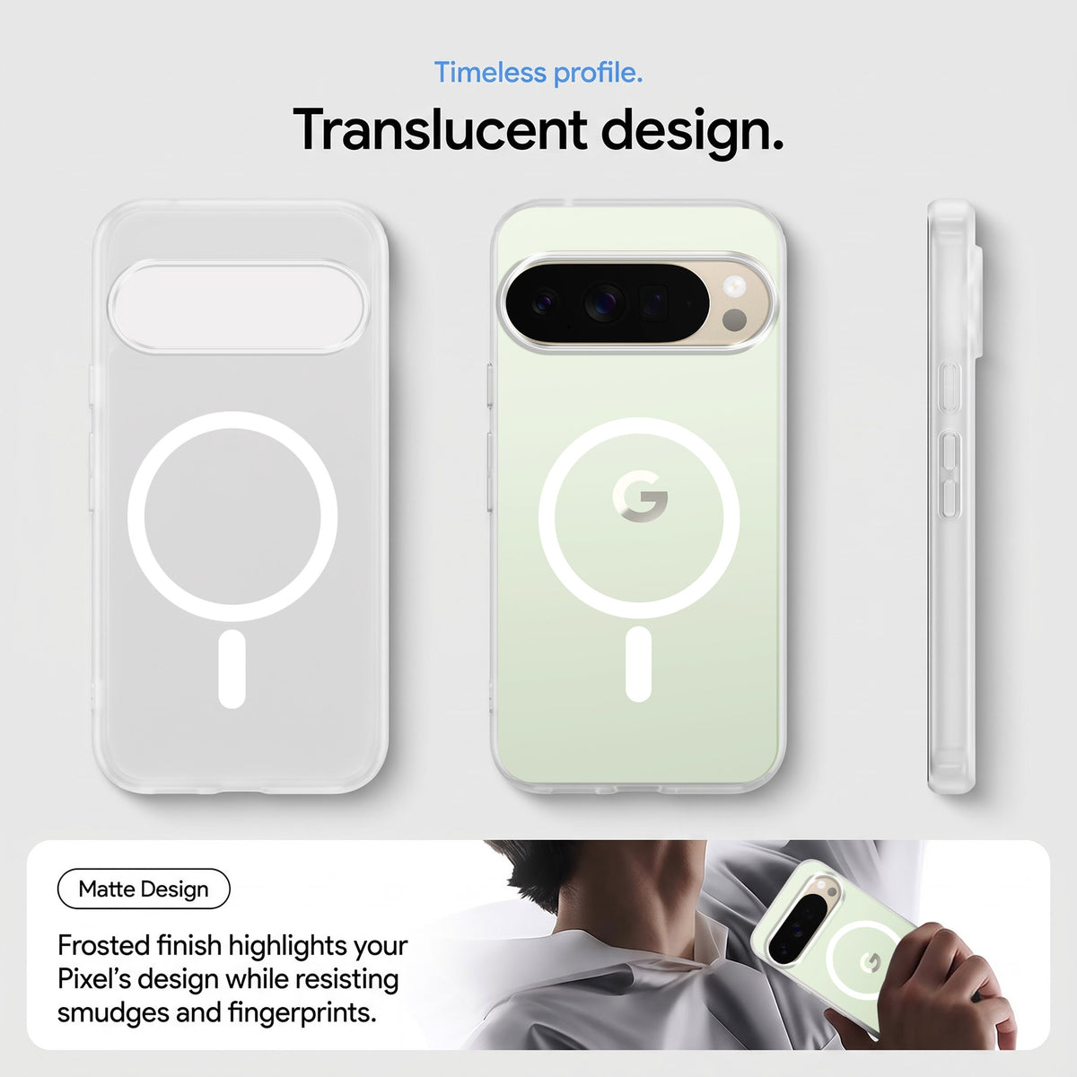 For Google Pixel 10 Pro XL Matte Finish Back Case Cover (MagSafe Compatible | Translucent Soft Touch | Slim and Unbreakable)
