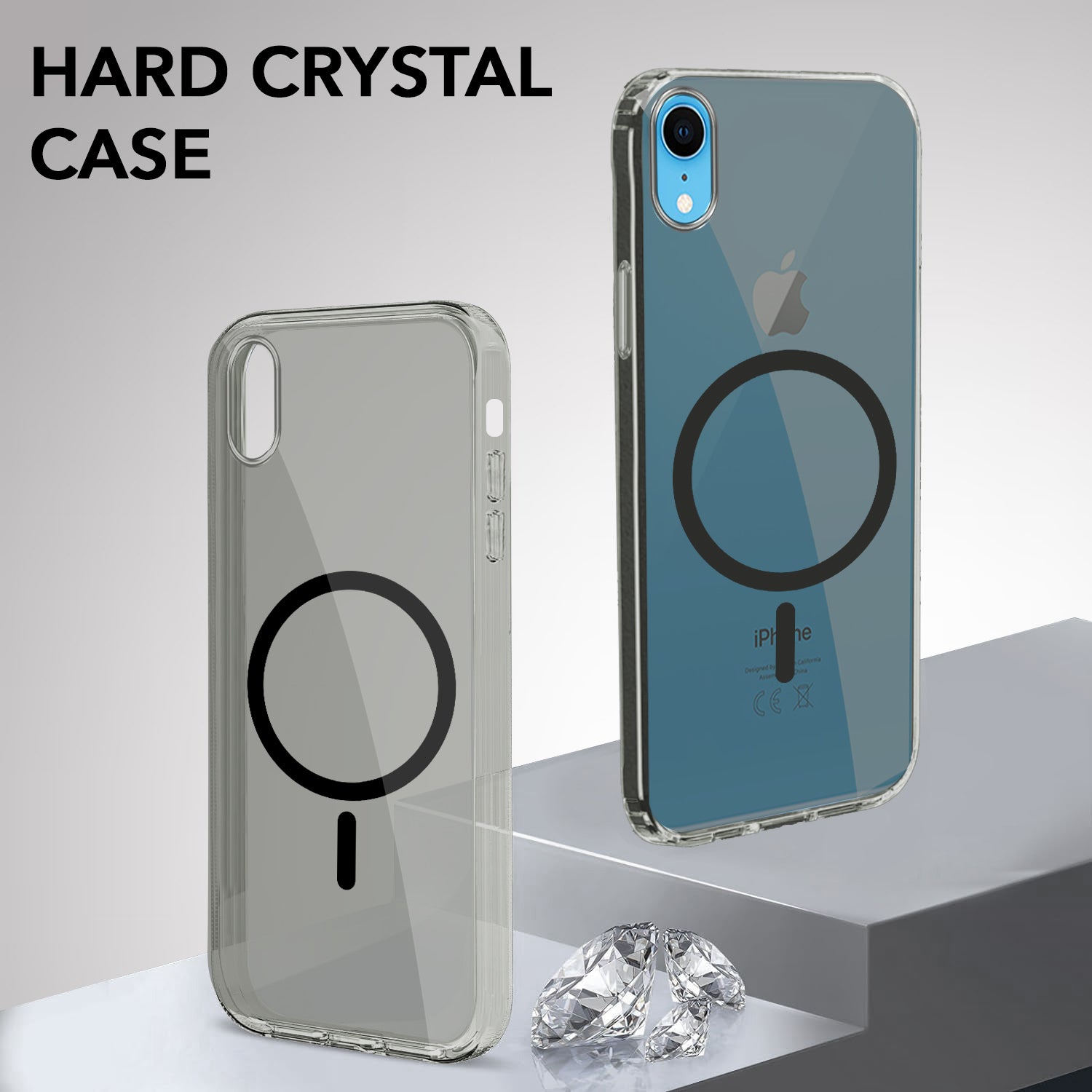 For Apple iPhone XR Back Cover Case Lifetime Anti-Yellow MagSafe Compatible Clear (Sleek Hard Crystal | Shockproof and Camera Protection)