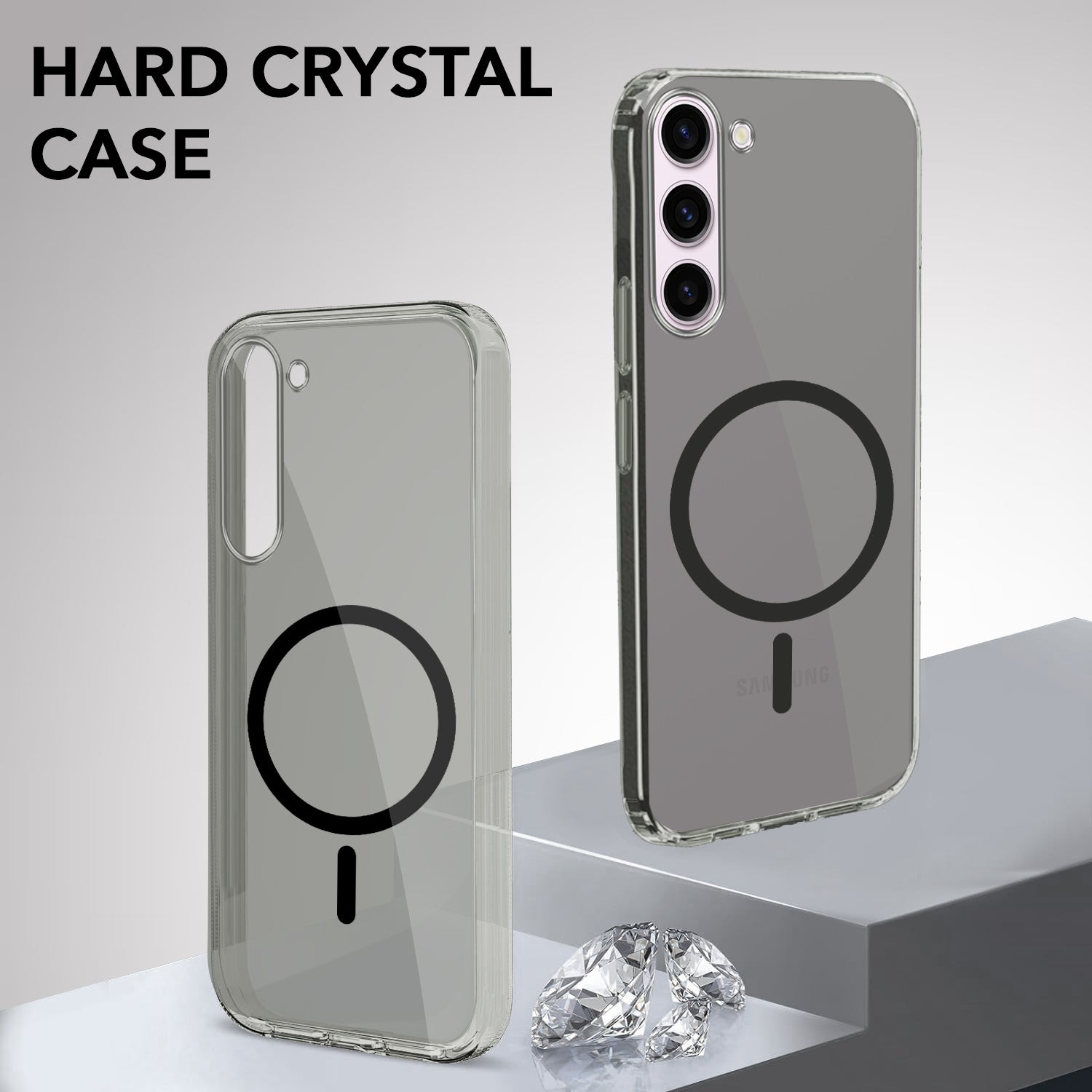 For Samsung Galaxy S23 Plus Back Cover Case Lifetime Anti-Yellow MagSafe Compatible Clear (Sleek Hard Crystal | Shockproof and Camera Protection)