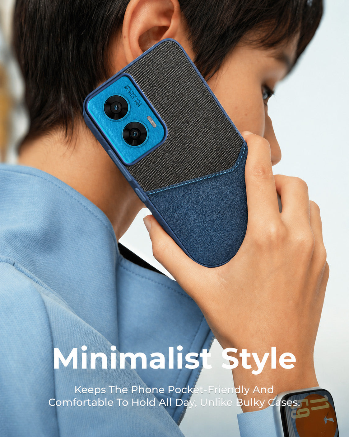 For Motorola Moto G96 Back Cover Case (Dual PU Leather Stitch | Professional Minimalist | Soft and Flexible)