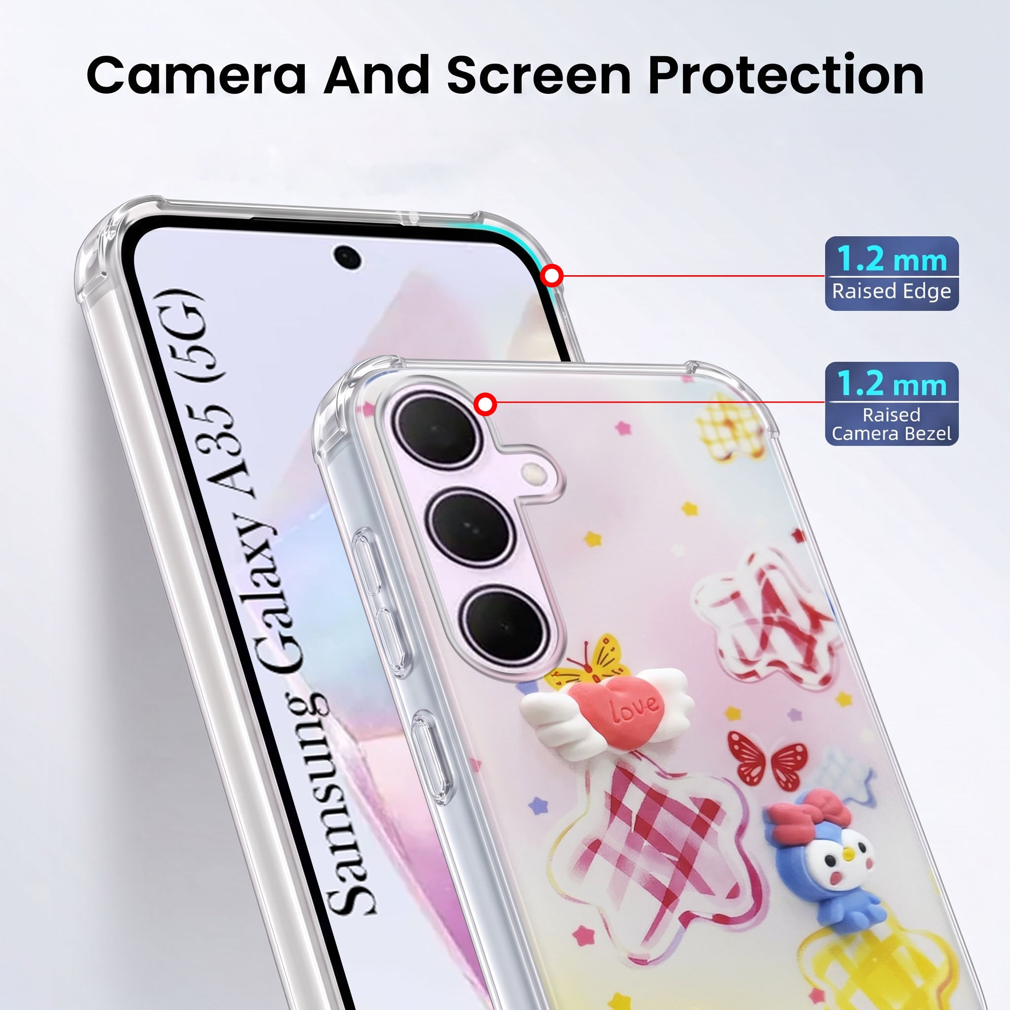For Samsung Galaxy A35 5G Back Cover Case (3D Cute Cartoons | Hard Back Side Soft | Matte Premium Finish | HD Printing)