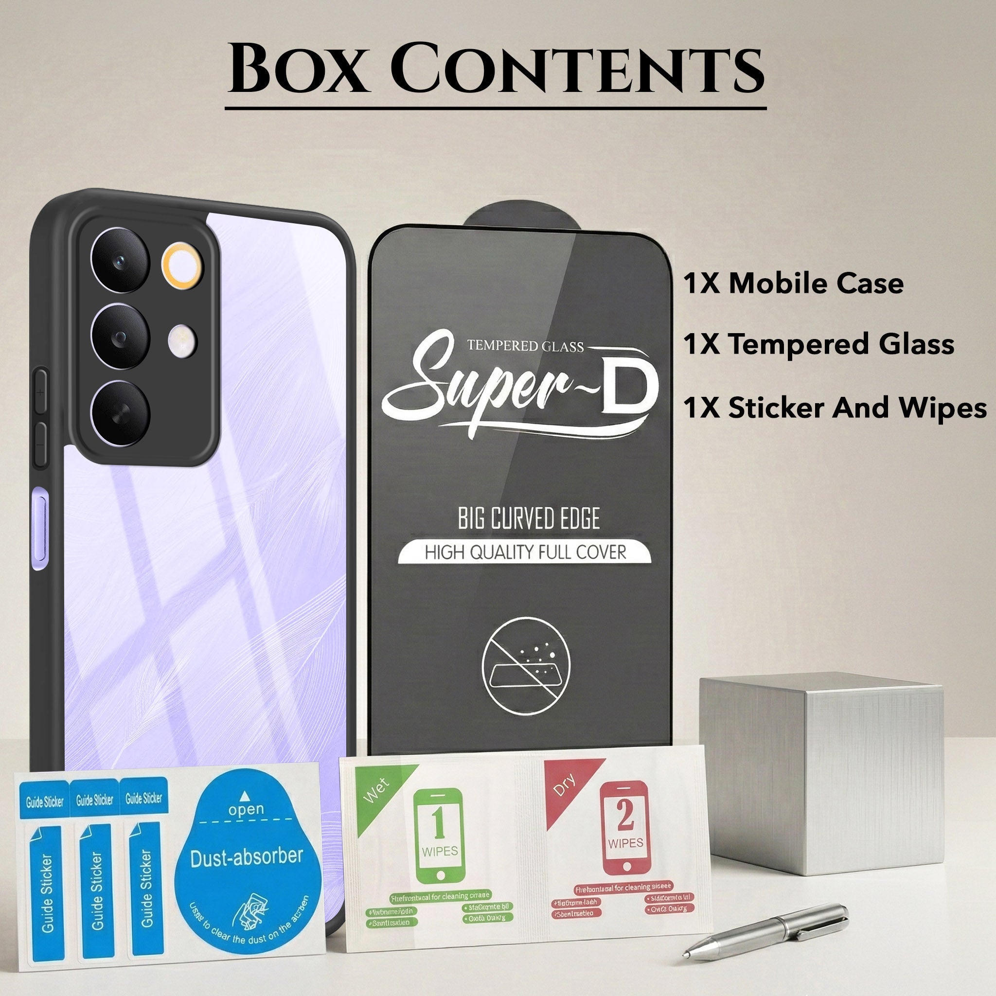 For Realme C85 5G | Realme Narzo 90x Combo with Back Cover and 9H Tempered Glass (Lifetime Anti-Yellow | Crystal Clear Shockproof | Oleophobic Coating Screen Glass)