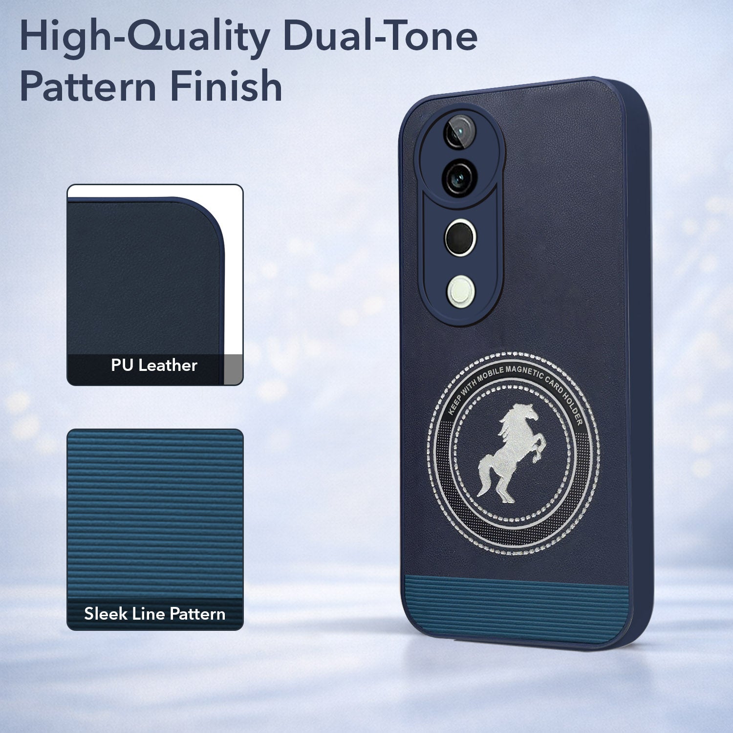 For Vivo T3 Ultra Back Cover Case PU Leather Finish Back Cover Case (Professional Minimalist Texture | MagSafe Compatile | Camera Protection | Sleek Sober Formal)
