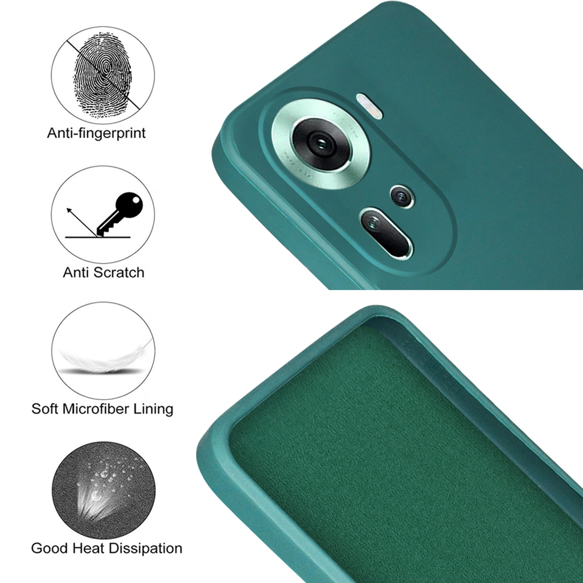 For Oppo Reno11 5G Back Cover Case (Matte Finish Silicone with Inside Fiber cloth)