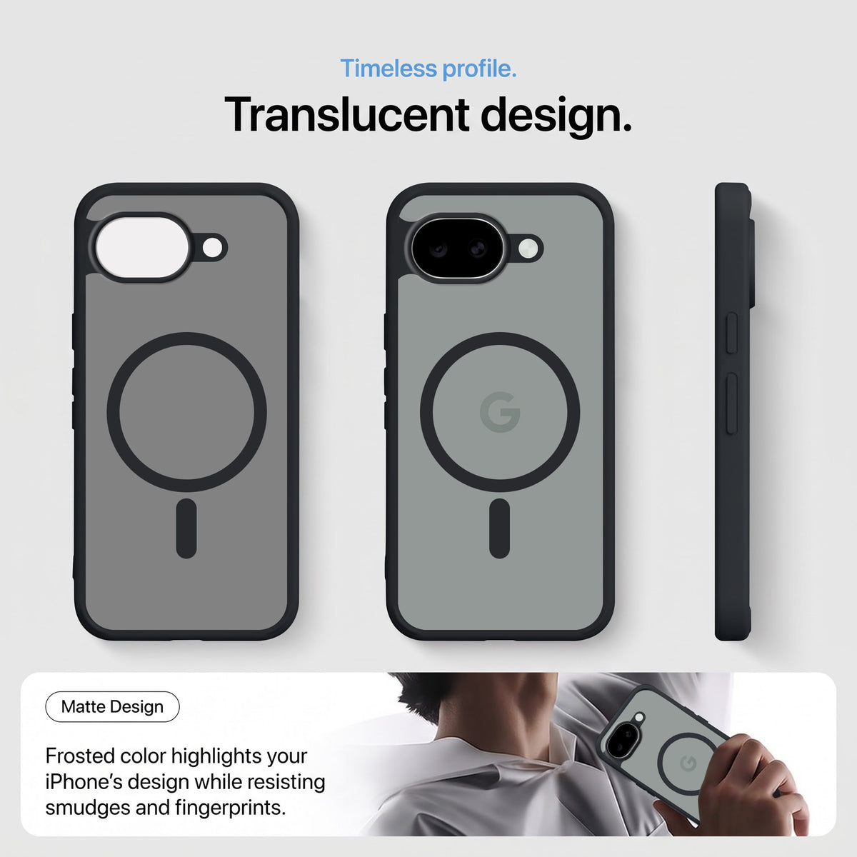 For Google Pixel 10a Matte Finish Back Case Cover (MagSafe Compatible | Translucent Soft Touch | Slim and Unbreakable)