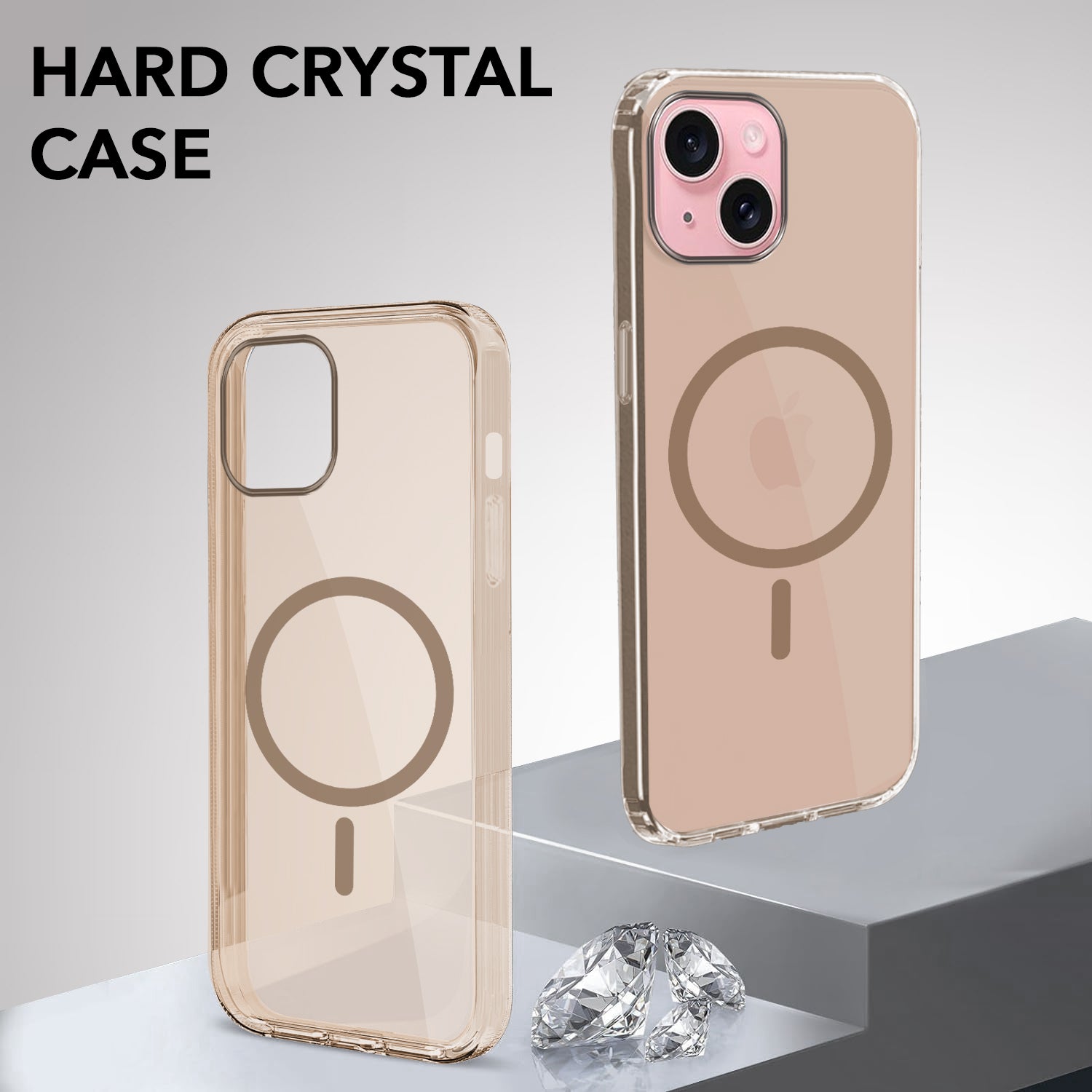 For Apple iPhone 15 Back Case Cover Lifetime Anti-Yellow MagSafe Compatible Clear (Sleek Hard Crystal | Camera Protection and Shockproof)