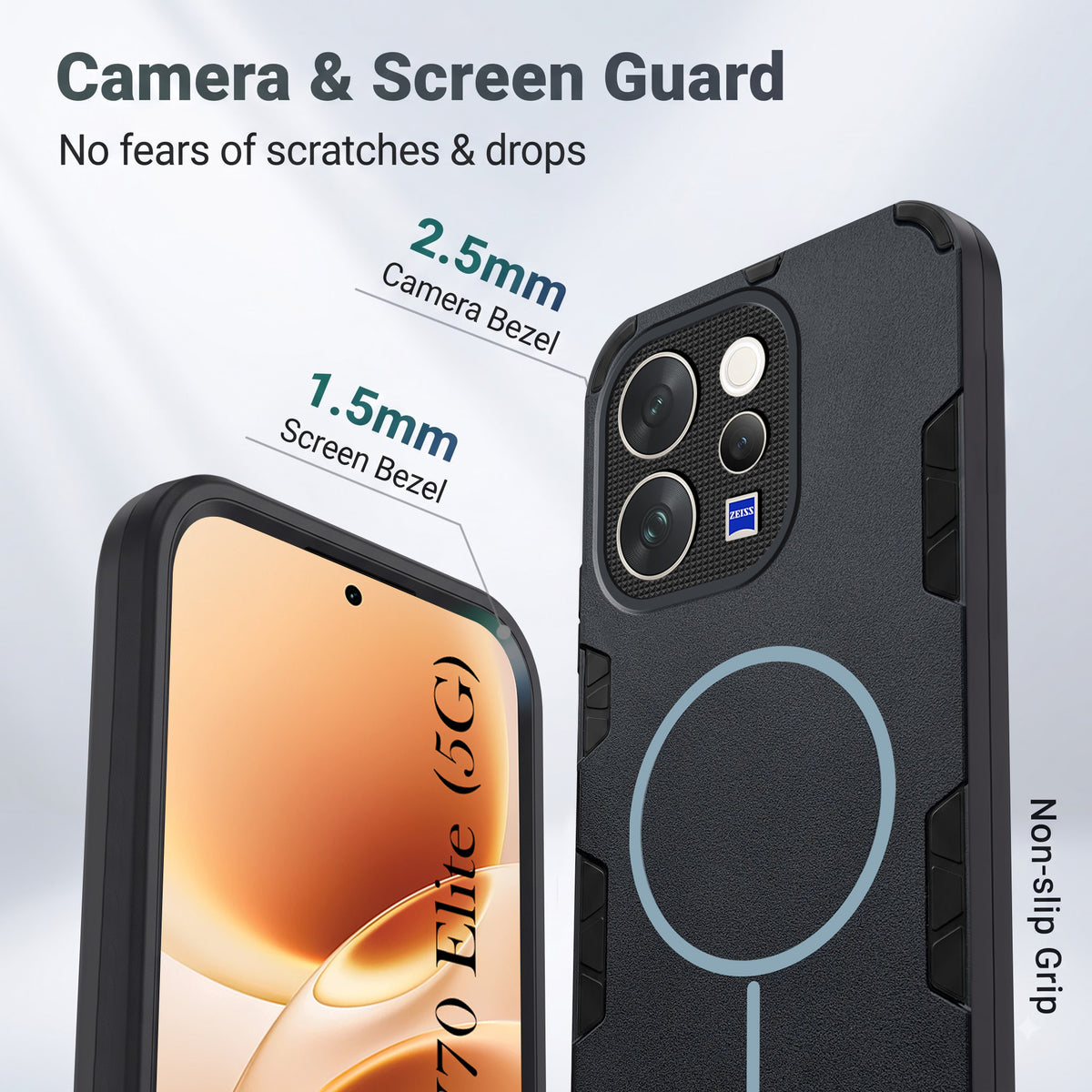 For Vivo V70 | Vivo V70 Elite 5G Back Cover Case (Slim Hybrid Armor | Shockproof Camera Protection | Rugged Dual Layer)