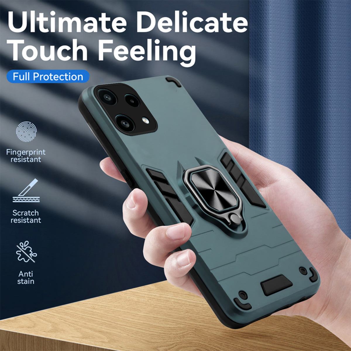 For Nothing Phone 3A Lite Back Cover Case Hybrid Armor (Shockproof Dual Layer Polycarbonate |Ring Holder Kickstand)