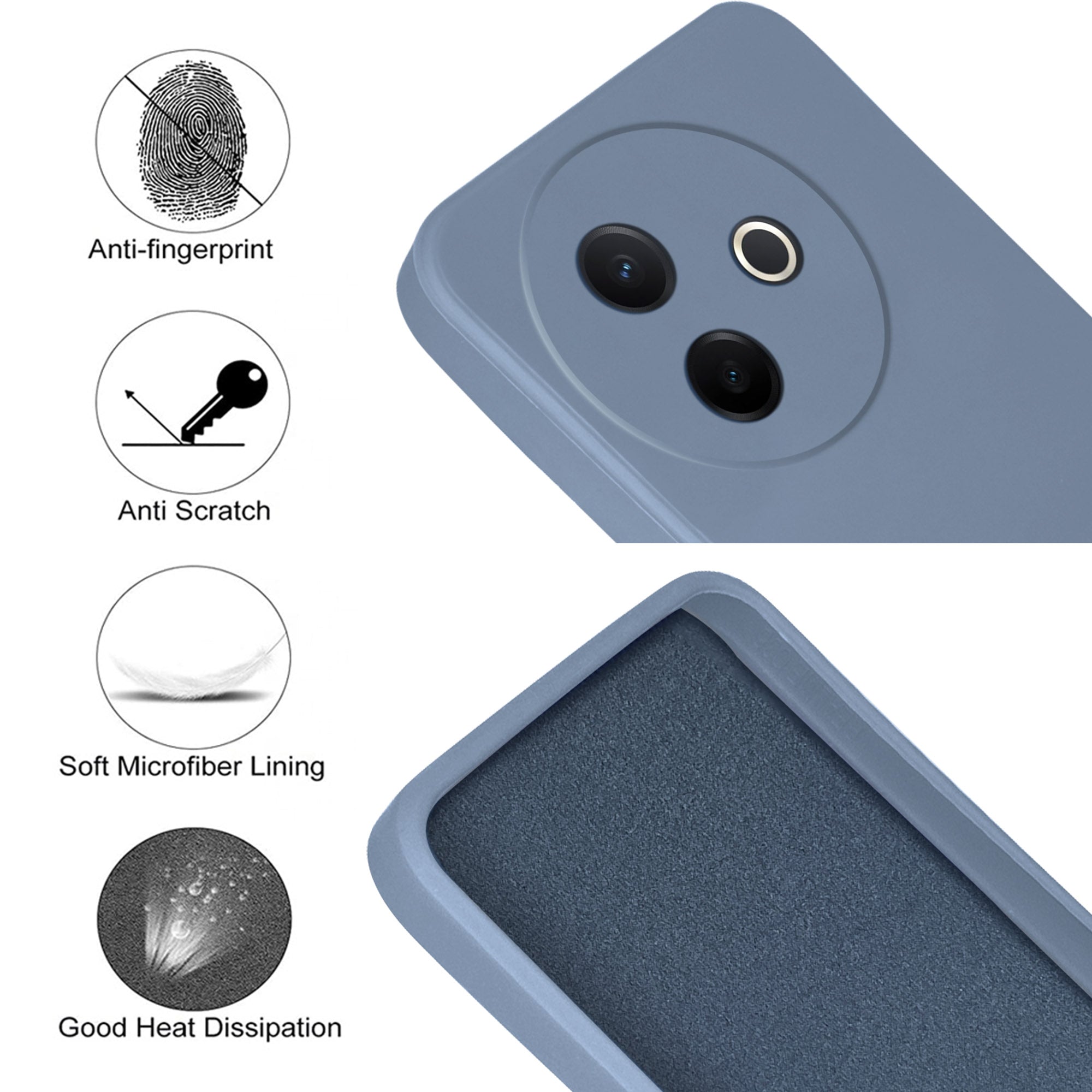 For Vivo Y39 Back Cover Case (Matte Finish Silicone with Inside Fiber Cloth)