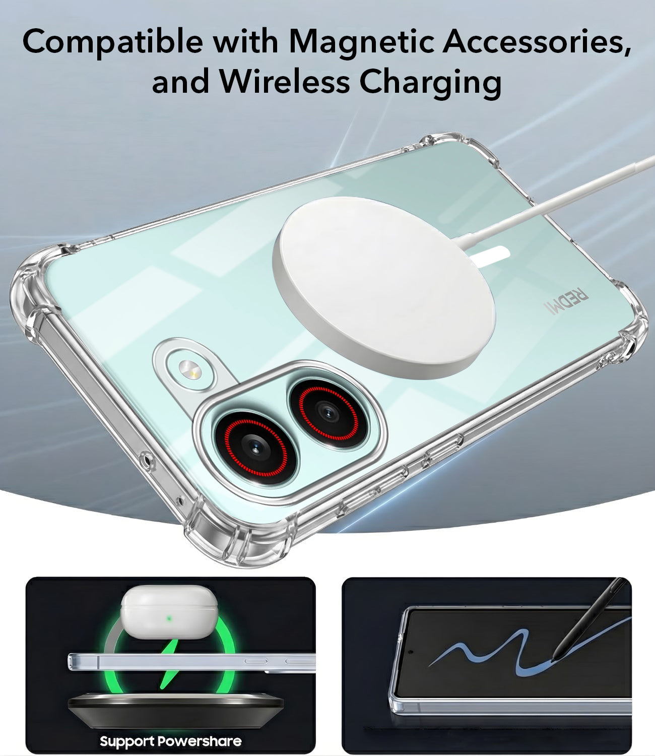For Redmi Turbo 5 Back Cover Shockproof Crystal-Clear (Magsafe Wireless Support | Drop & Camera Protection | Hard Polycarbonate)