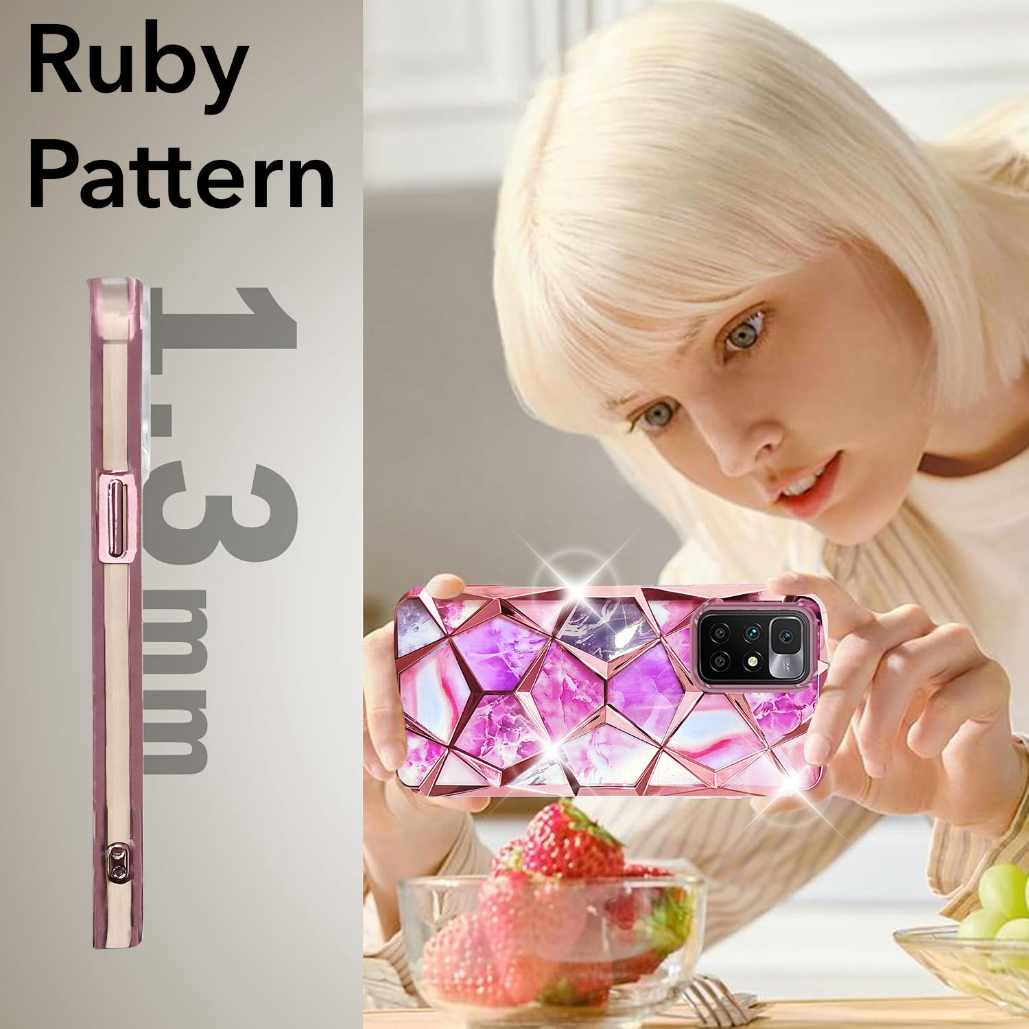 For Xiaomi Mi Redmi 10 Prime Back Cover Case (Dual Design Glitter Sparkle and Detachable Diamond Print Case | Soft and Flexible)