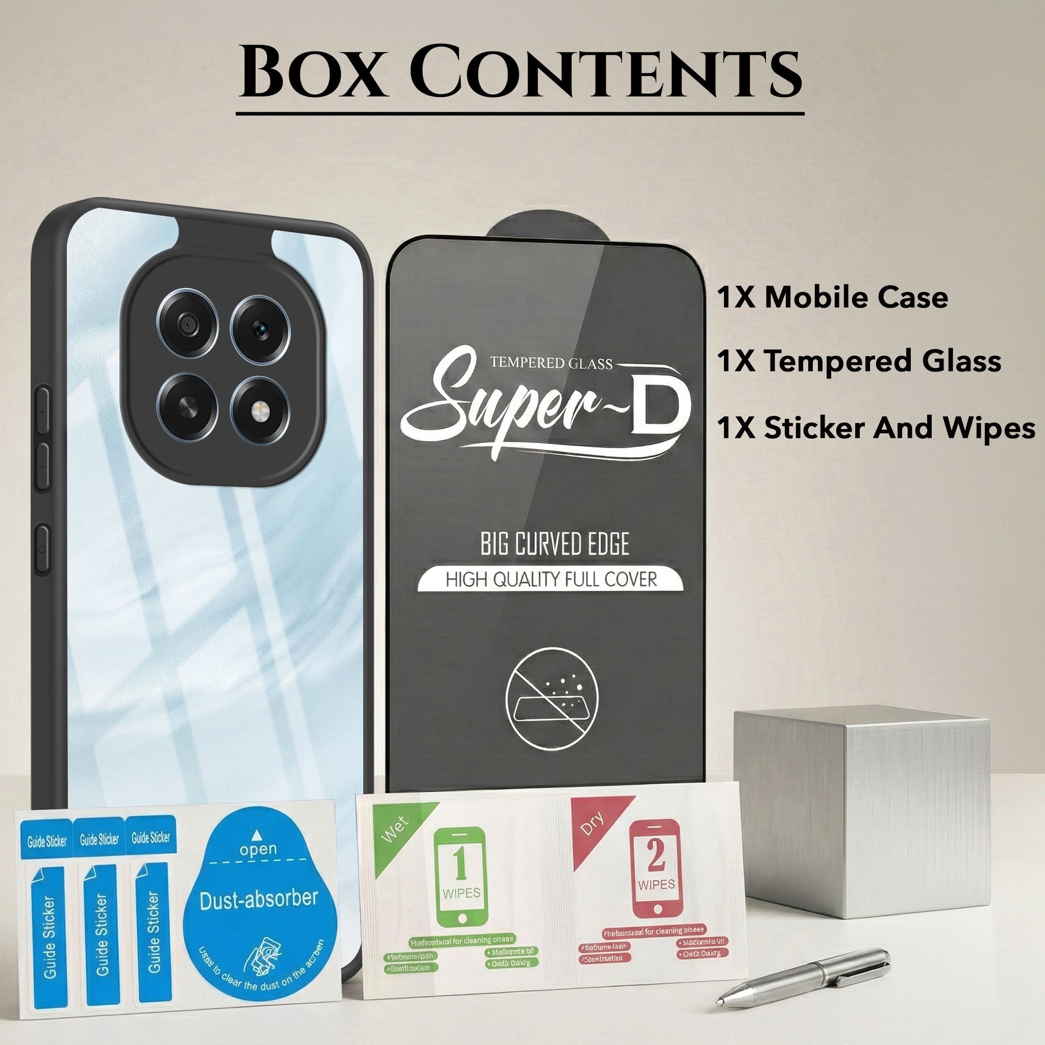 For Oppo F29 Combo with Back Cover and 9H Tempered Glass (Lifetime Anti-Yellow | Crystal Clear Shockproof | Oleophobic Coating Screen Glass)