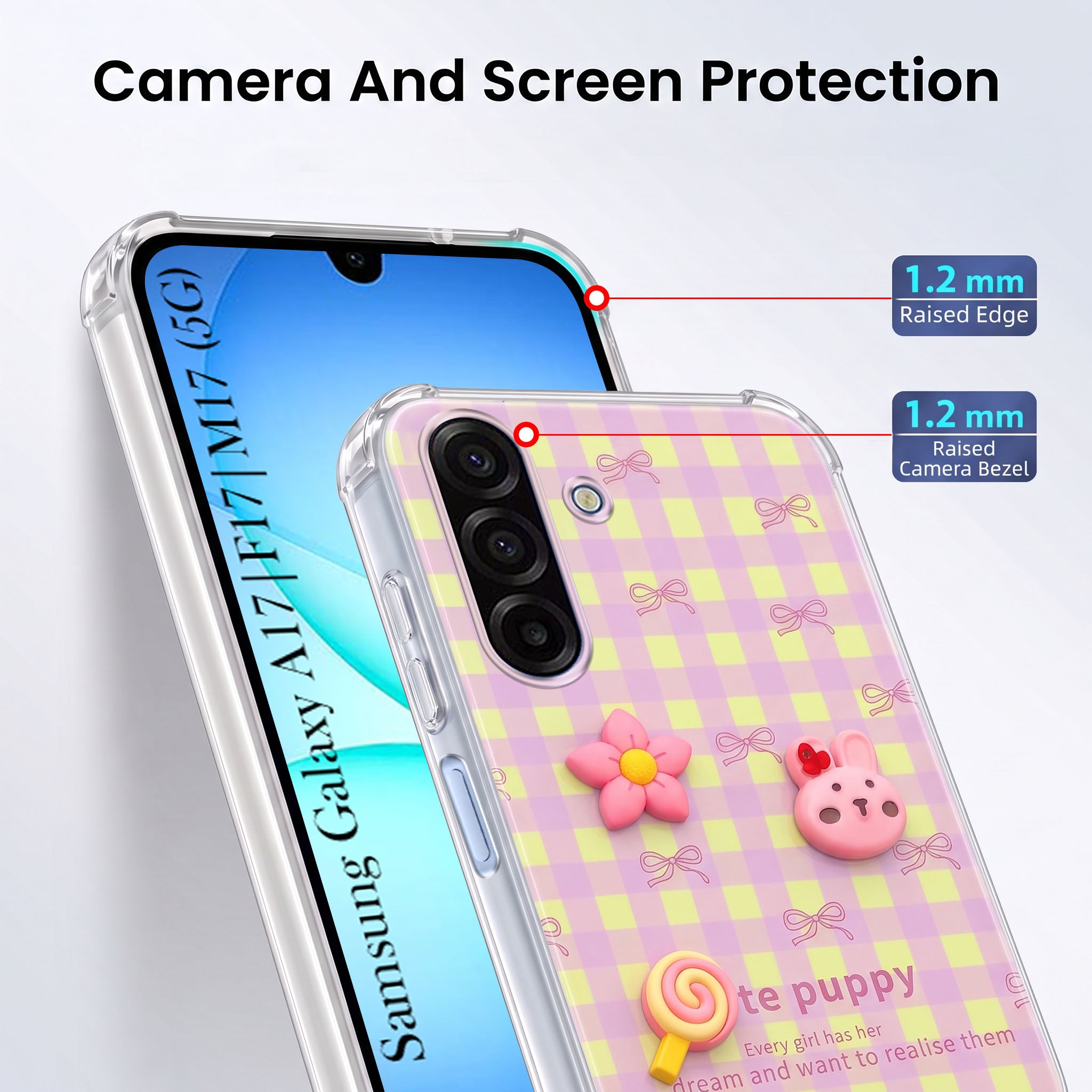 For Samsung Galaxy A17 | Samsung F17 | Samsung M17 5G Back Cover Case (3D Cute Cartoons | Hard Back Side Soft | Matte Premium Finish | HD Printing)