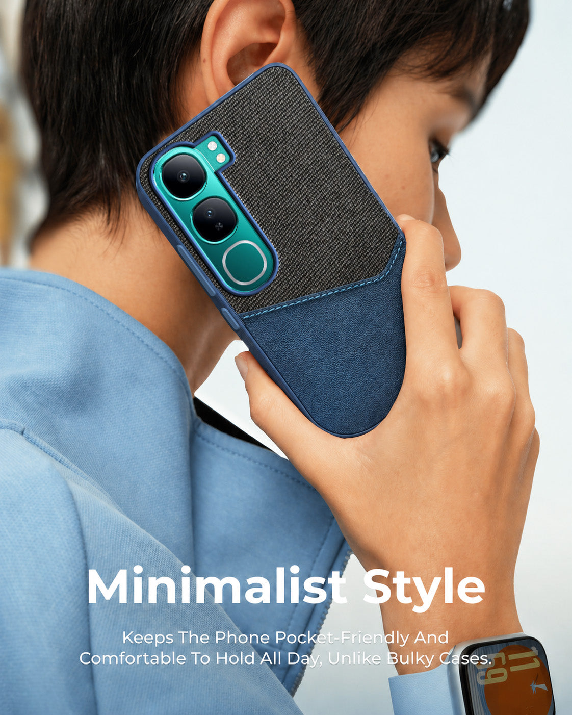 For Vivo Y300 Back Cover Case (Dual PU Leather Stitch | Professional Minimalist | Soft and Flexible)