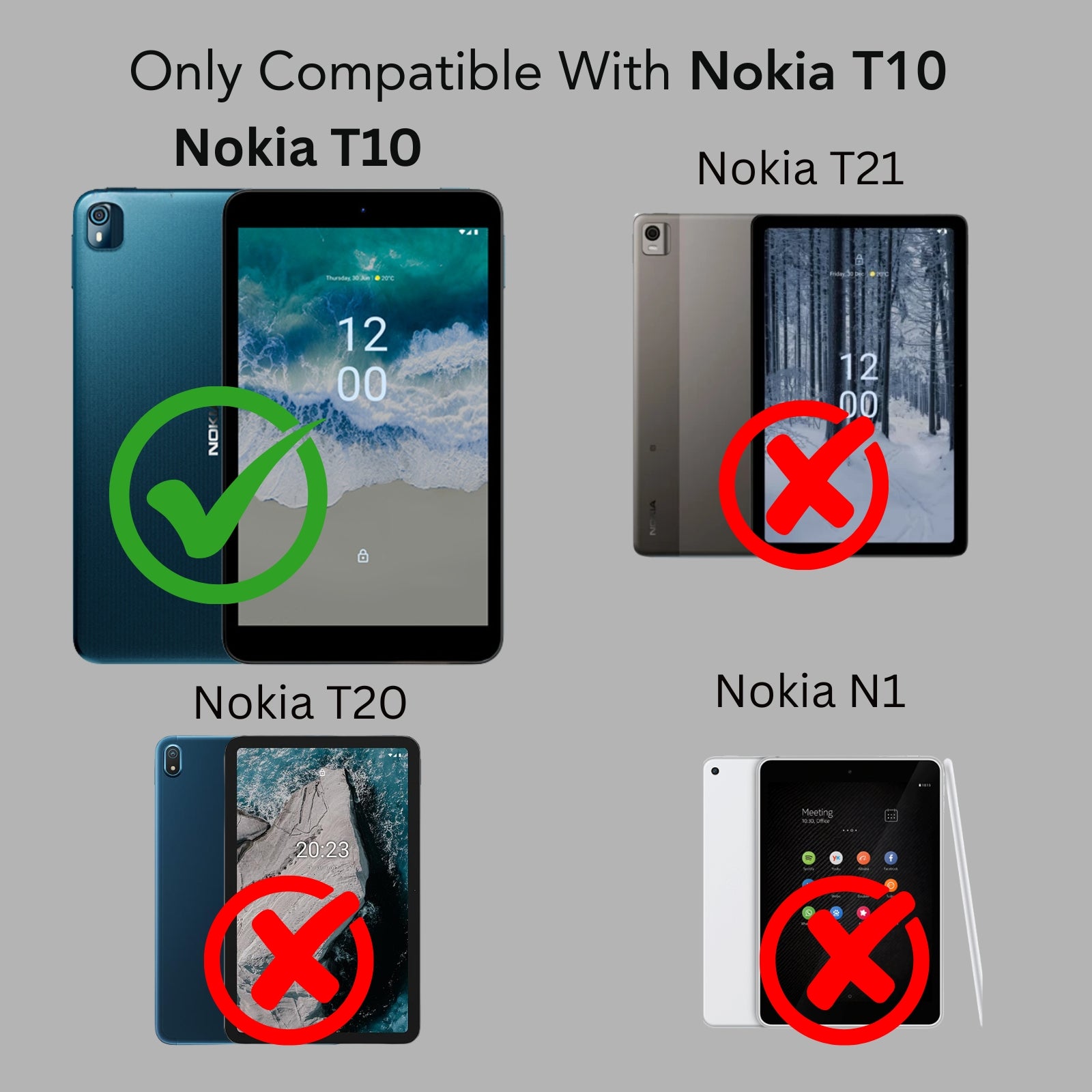 For Flip Cover Folio Case  Nokia T10 (TA-1503, TA-1472, TA-1462, TA-1457) 8 Inch (PU Leather | Multi-Angle Smart Stand | Card Storage Slots | Silicone Back Pouch)