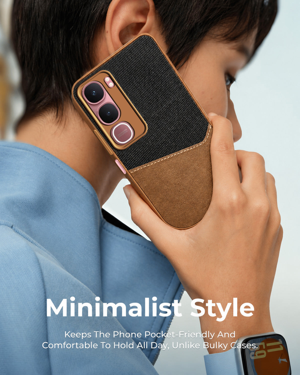 For Vivo Y31 5G Back Cover Case (Dual PU Leather Stitch | Professional Minimalist | Soft and Flexible)