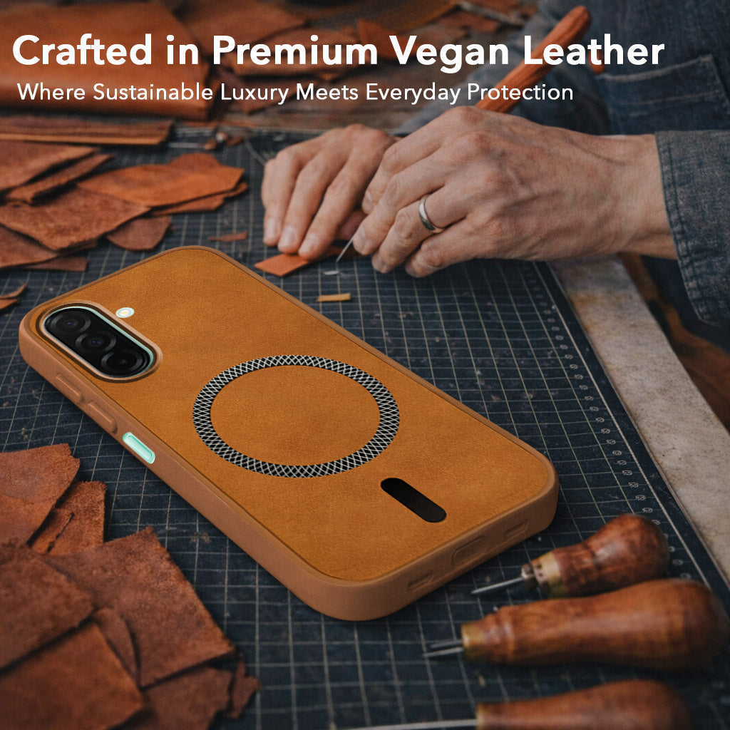 For Samsung Galaxy A26 5G Back Cover Case Leather Finish (MagSafe Compatible Wireless Charging | Soft Touch | Camera Bump Protection)