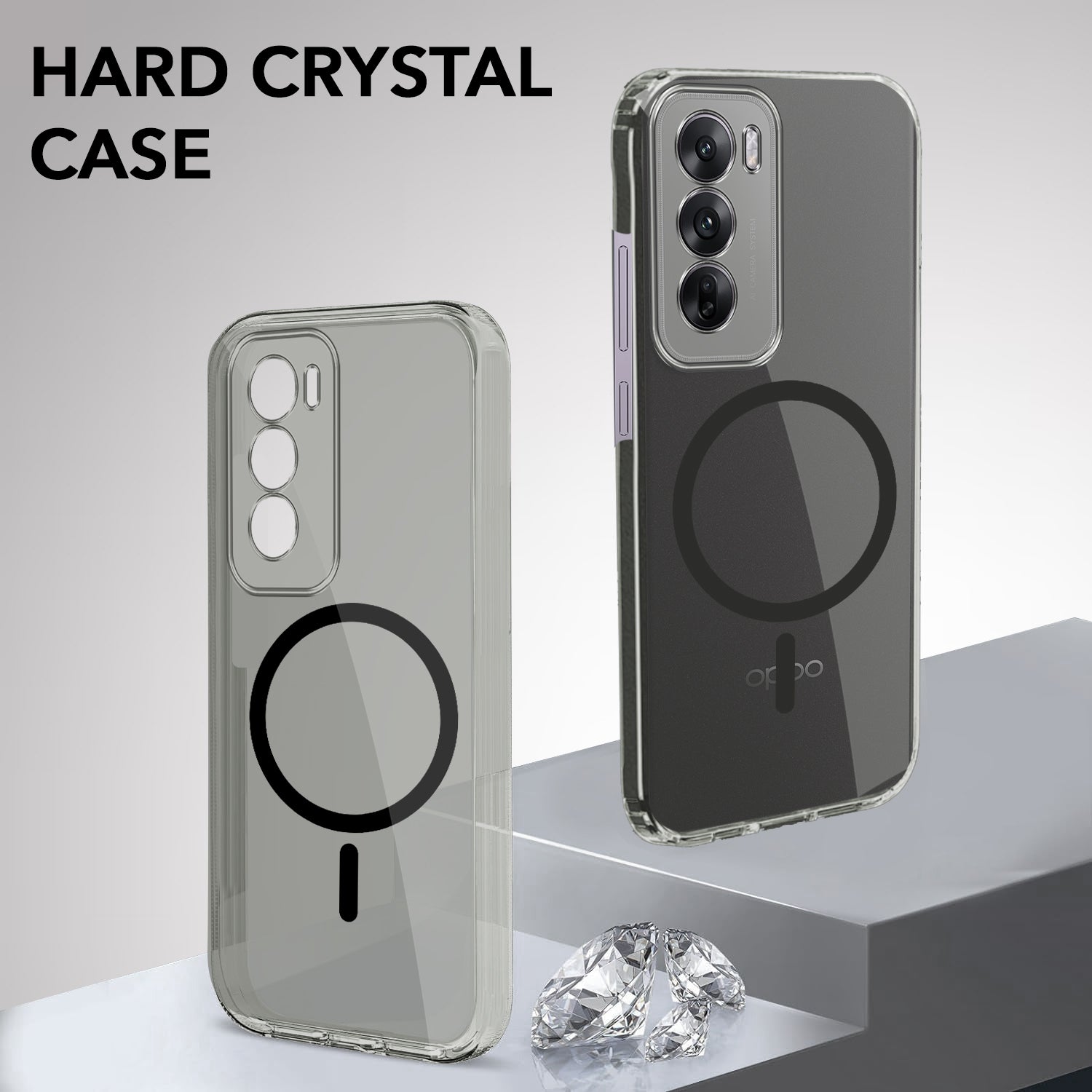 For Oppo Reno12 5G | Oppo Reno 12 5G Back Cover Case Lifetime Anti-Yellow MagSafe Compatible Clear (Sleek Hard Crystal | Shockproof and Camera Protection)