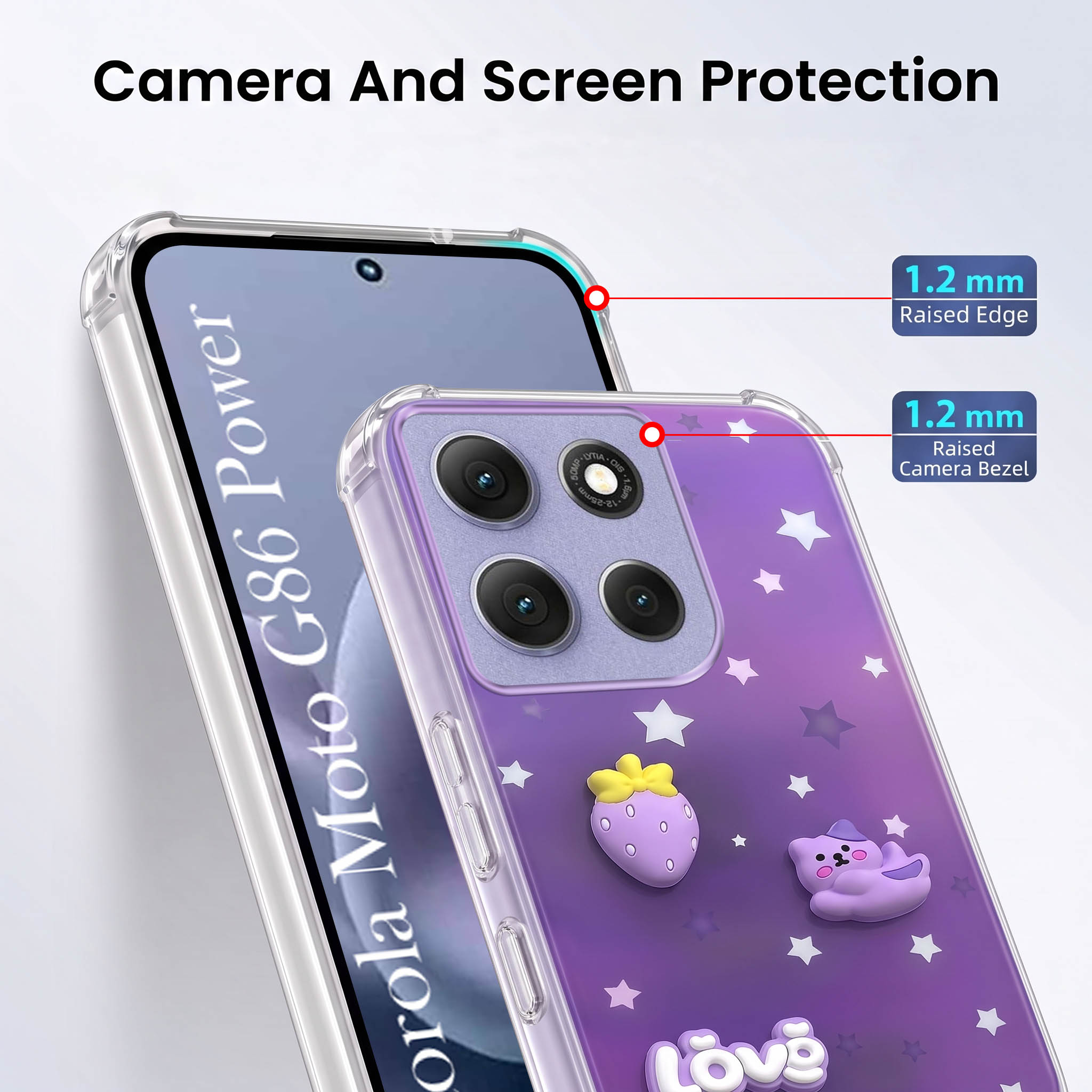 For Motorola Moto G86 Power Back Cover Case (3D Cute Cartoons | Hard Back Side Soft | Matte Premium Finish | HD Printing)
