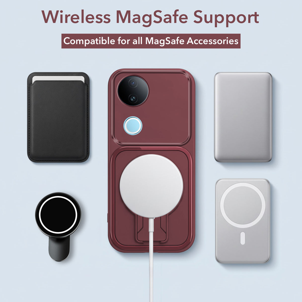 For Vivo iQOO Z10R Back Case Cover Metallic (Hybrid Armor Kickstand | MagSafe Compatible | Camera Protection Shockproof)