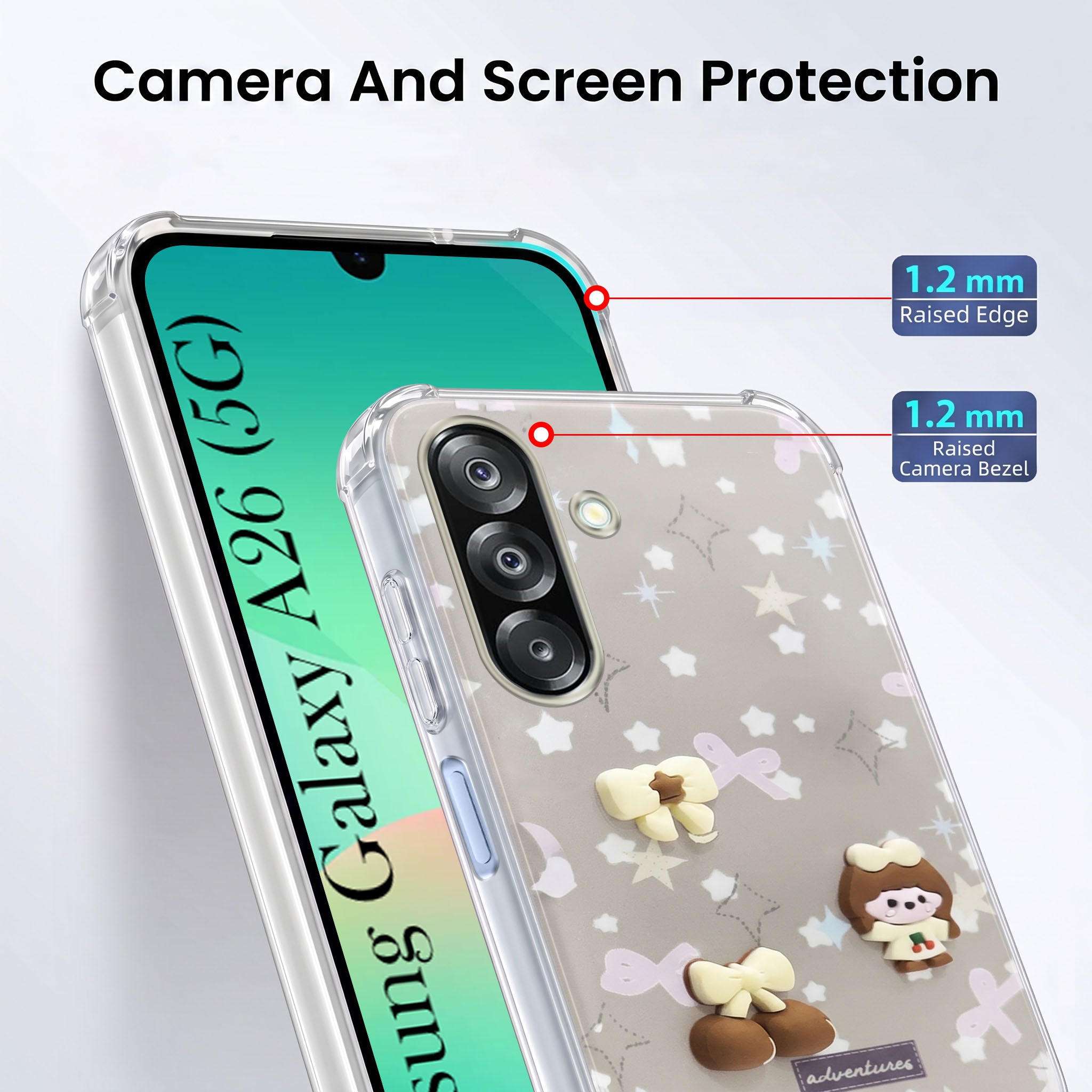 For Samsung Galaxy A26 5G Back Cover Case (3D Cute Cartoons | Hard Back Side Soft | Matte Premium Finish | HD Printing)