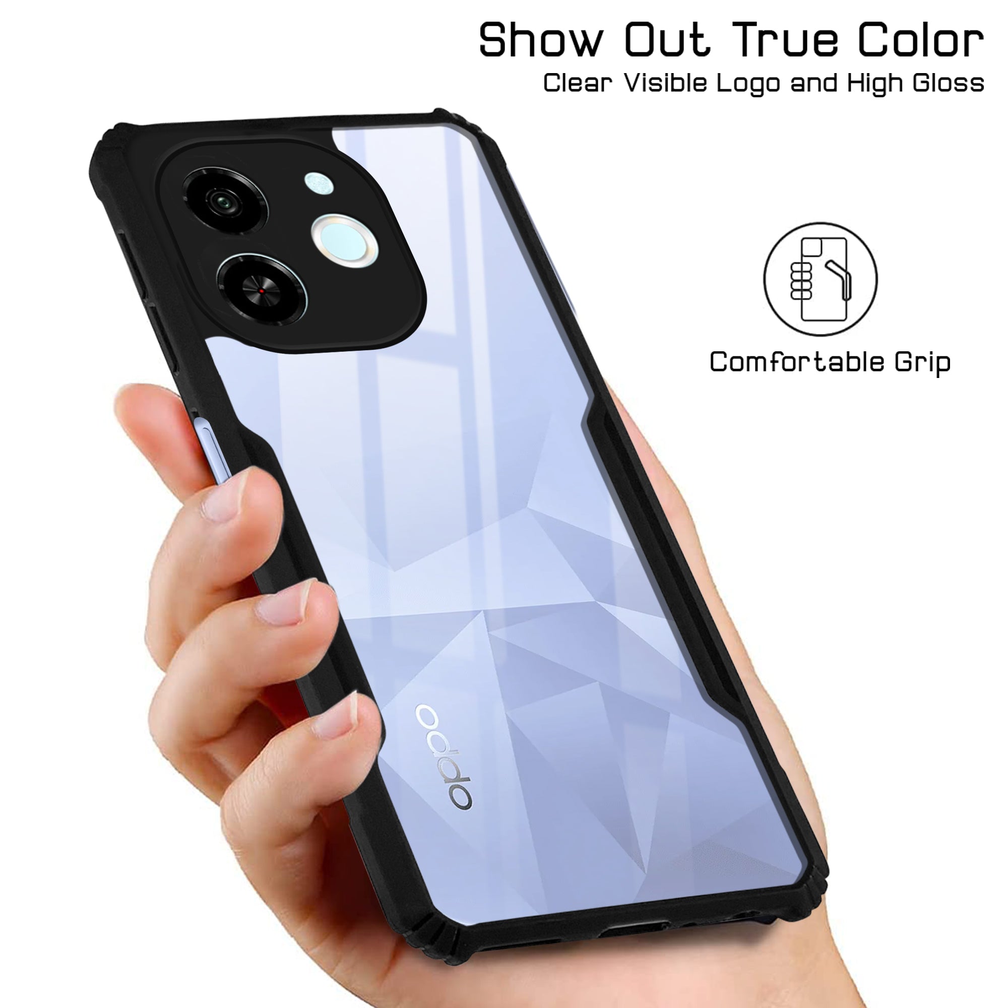For Tecno Pop 9 5G | Tecno Spark 30C 5G Back Cover Case Hybrid (Shockproof with Polycarbonate Clear Panel | Professional Black)