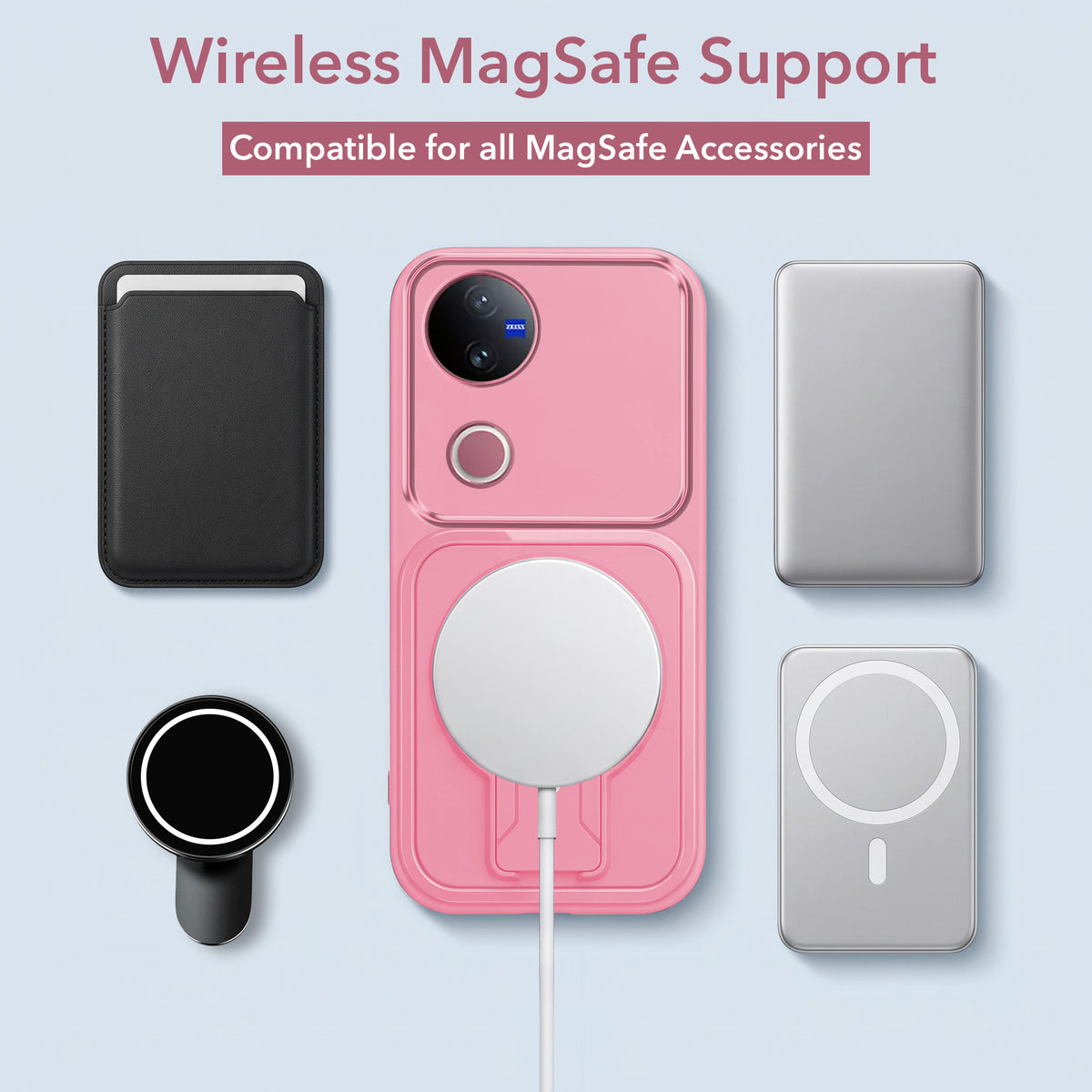 For Vivo V50 | Vivo V50e Back Case Cover Metallic (Hybrid Armor Kickstand | MagSafe Compatible | Camera Protection Shockproof)