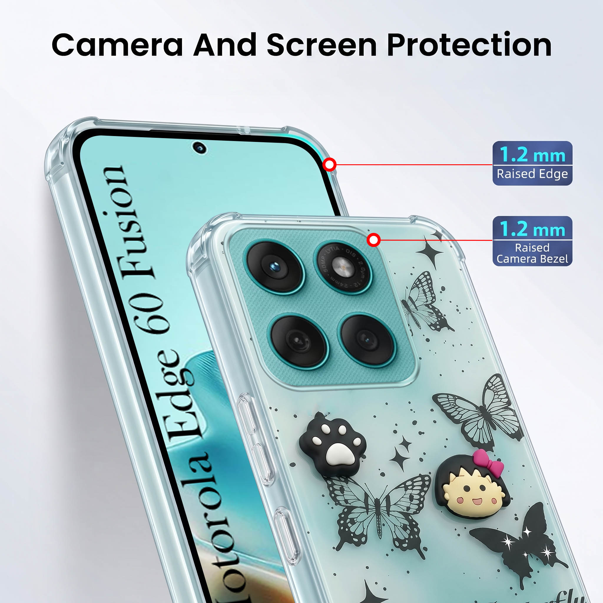 For Motorola Moto Edge 60 Fusion Back Cover Case (3D Cute Cartoons | Hard Back Side Soft | Matte Premium Finish | HD Printing)