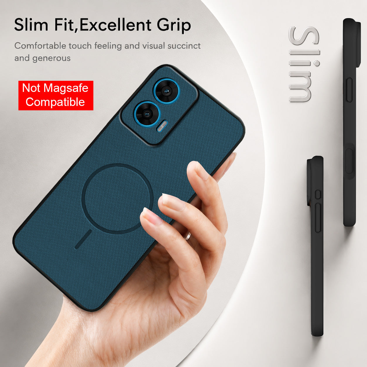 For Motorola Moto G96 Back Cover Case PU Leather (Texture Grip Design | Professional Minimalist | Camera Protection | Soft and Flexible)