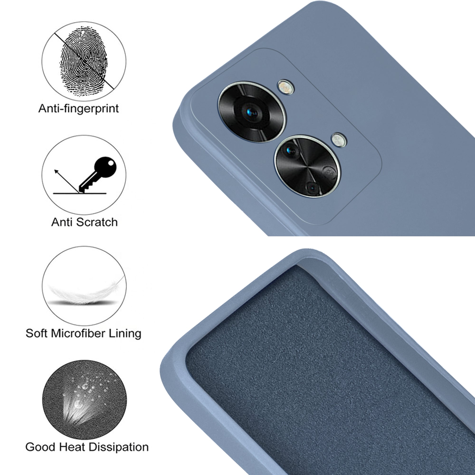 For OnePlus Nord 2T 5G Back Cover Case (Matte Finish Silicone with Inside Fiber Cloth)