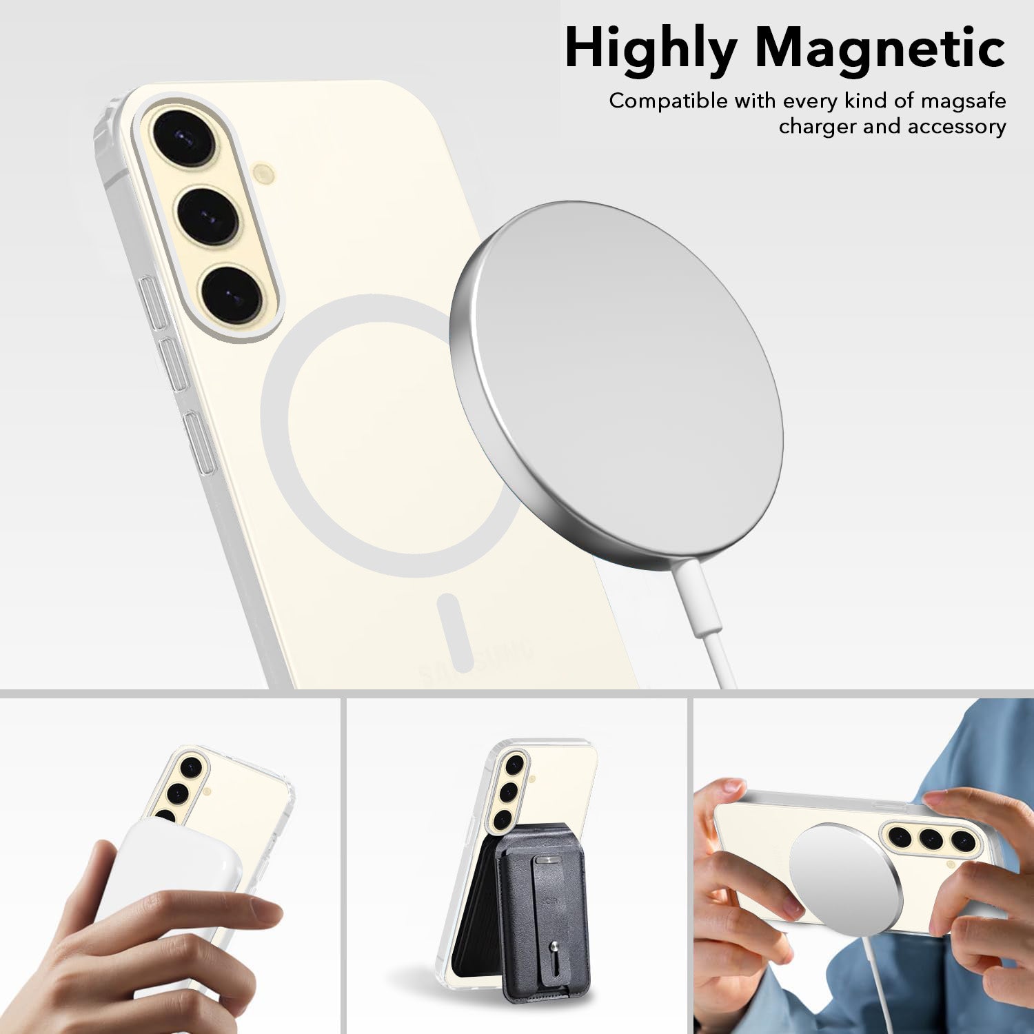 For Samsung Galaxy S24 Plus Back Cover Case Crystal (Frosted Matte Feel | MagSafe Compatible Wireless Charging)