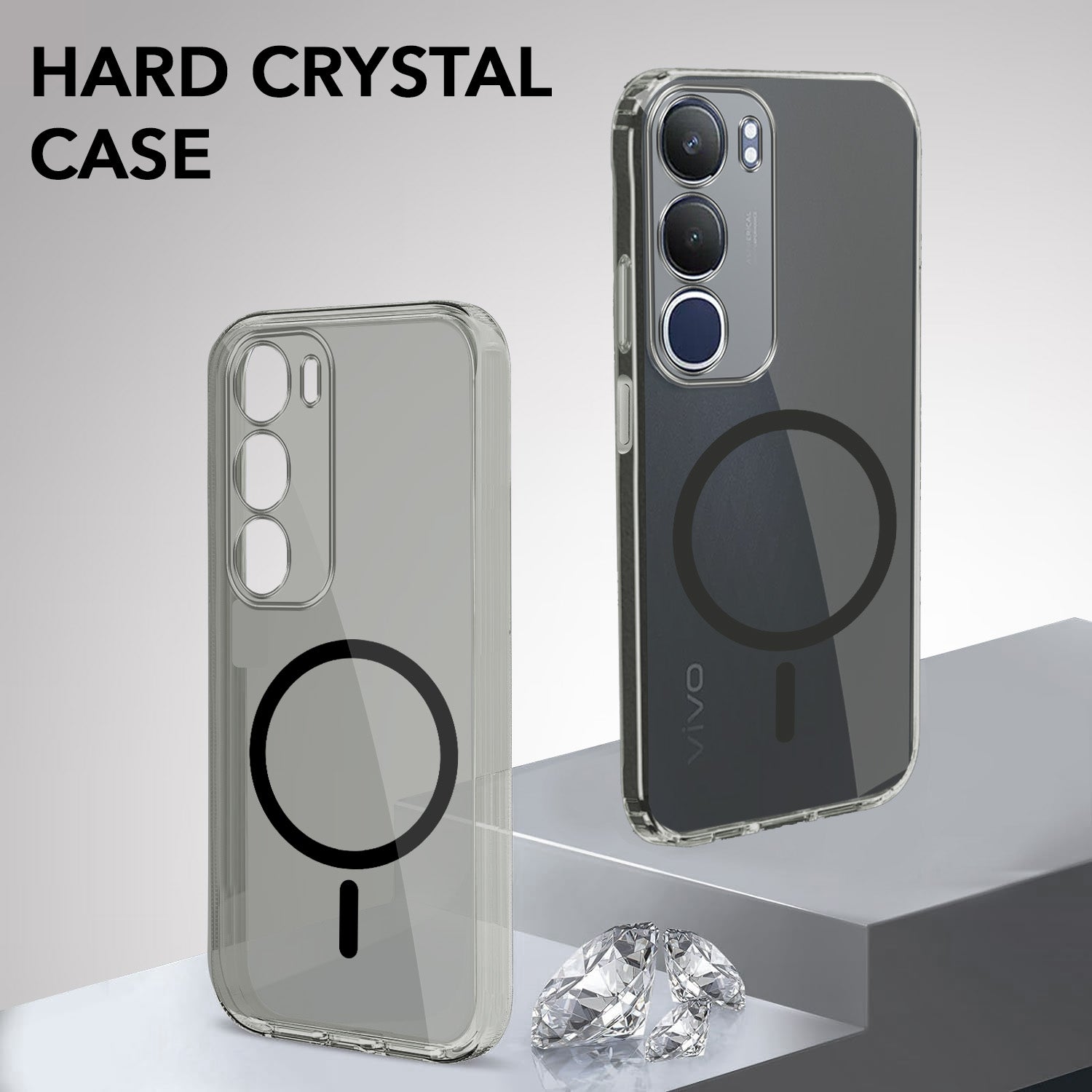 For Vivo Y29 Back Cover Case Lifetime Anti-Yellow MagSafe Compatible Clear (Sleek Hard Crystal | Shockproof and Camera Protection)