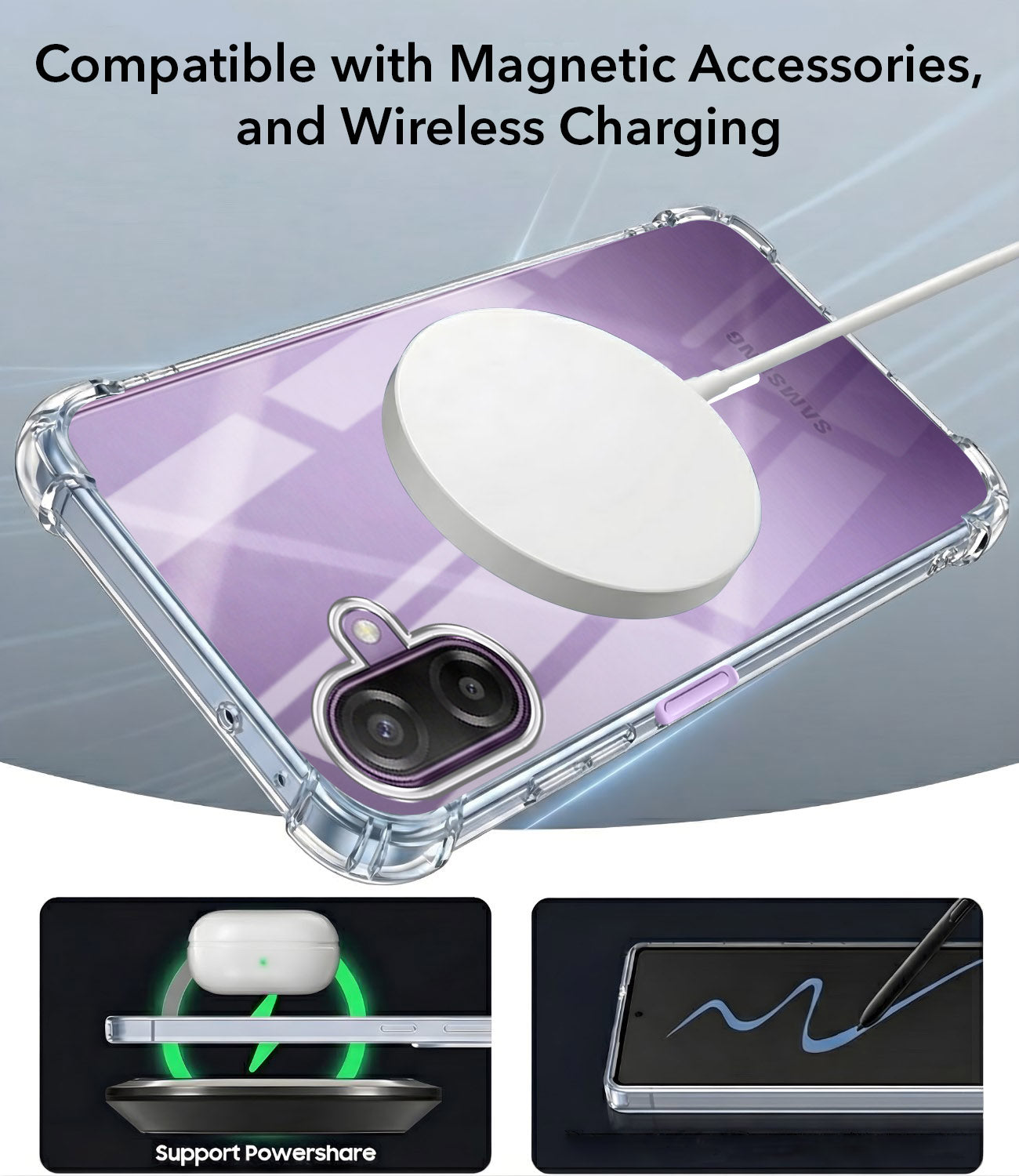 For Samsung Galaxy M17e Back Cover Shockproof Crystal-Clear (Magsafe Wireless Support | Drop & Camera Protection | Hard Polycarbonate)