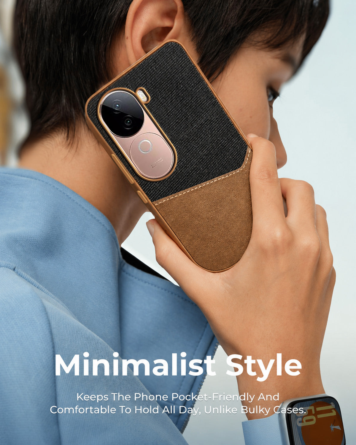 For Vivo V40e Back Cover Case (Dual PU Leather Stitch | Professional Minimalist | Soft and Flexible)