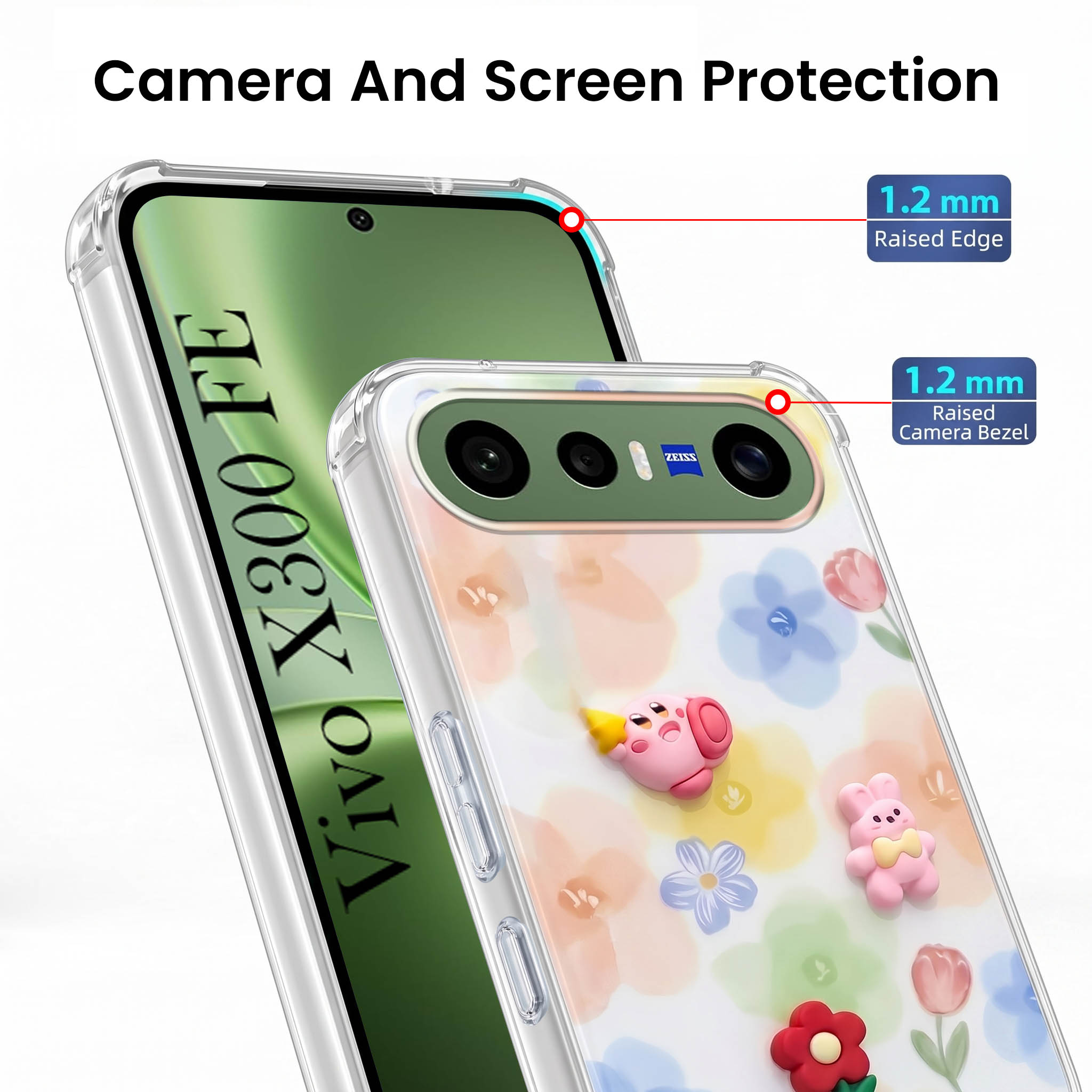 For Vivo X300 FE Back Cover Case (3D Cute Cartoons | Hard Back Side Soft | Matte Premium Finish | HD Printing)