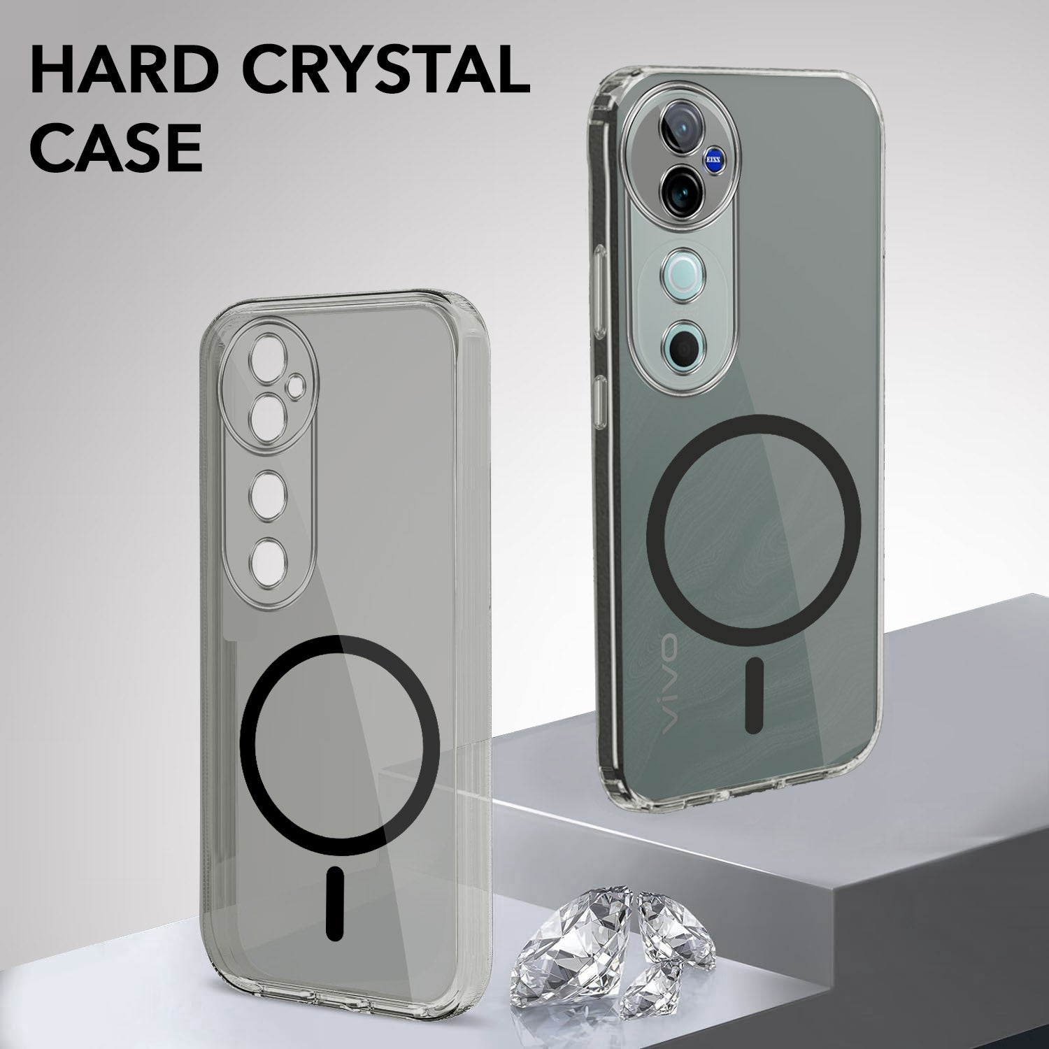 For Vivo V40 | Vivo V40 Pro 5G Back Cover Case Lifetime Anti-Yellow MagSafe Compatible Clear (Sleek Hard Crystal | Shockproof and Camera Protection)
