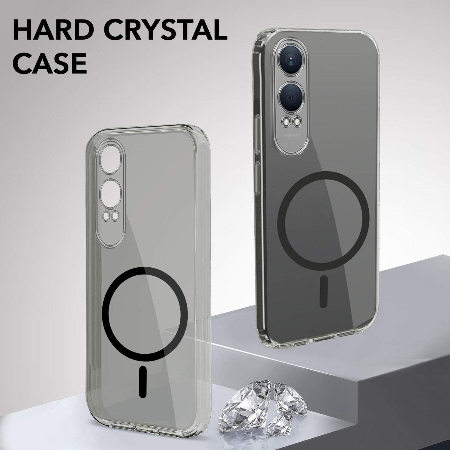 For OnePlus Nord CE 4 Lite Back Cover Case Lifetime Anti-Yellow MagSafe Compatible Clear (Sleek Hard Crystal | Shockproof and Camera Protection)