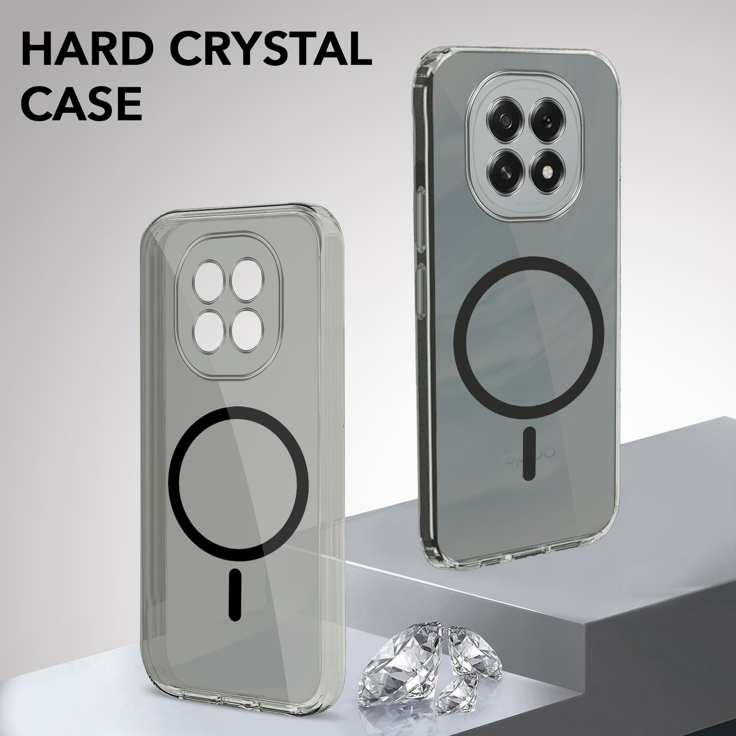 For Oppo F29 Back Cover Case Lifetime Anti-Yellow MagSafe Compatible Clear (Sleek Hard Crystal | Shockproof and Camera Protection)