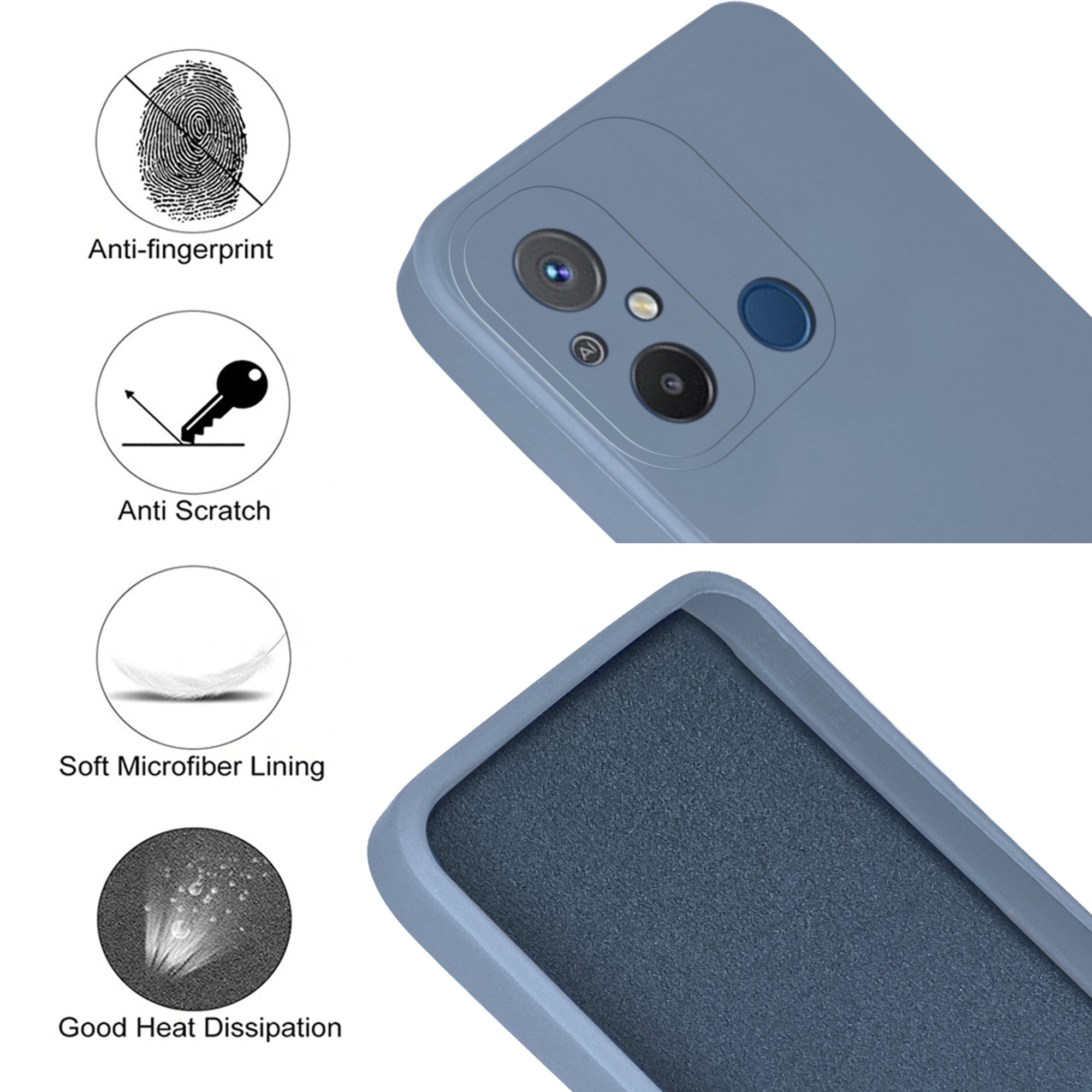 For Xiaomi Redmi 12C Back Cover Case (Matte Finish Silicone with Inside Fiber Cloth)