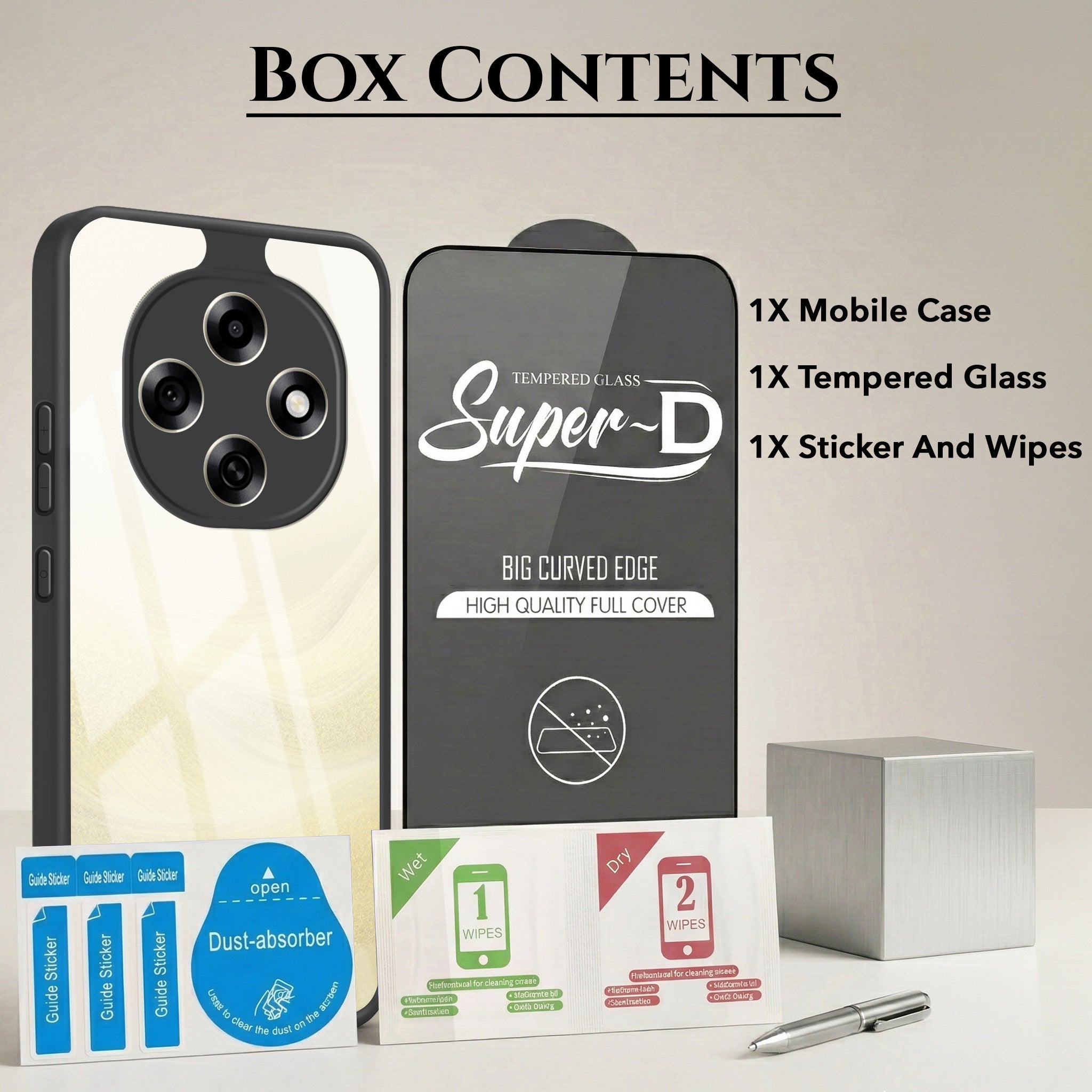 For Oppo F31 Pro Combo with Back Cover and 9H Tempered Glass (Lifetime Anti-Yellow | Crystal Clear Shockproof | Oleophobic Coating Screen Glass)