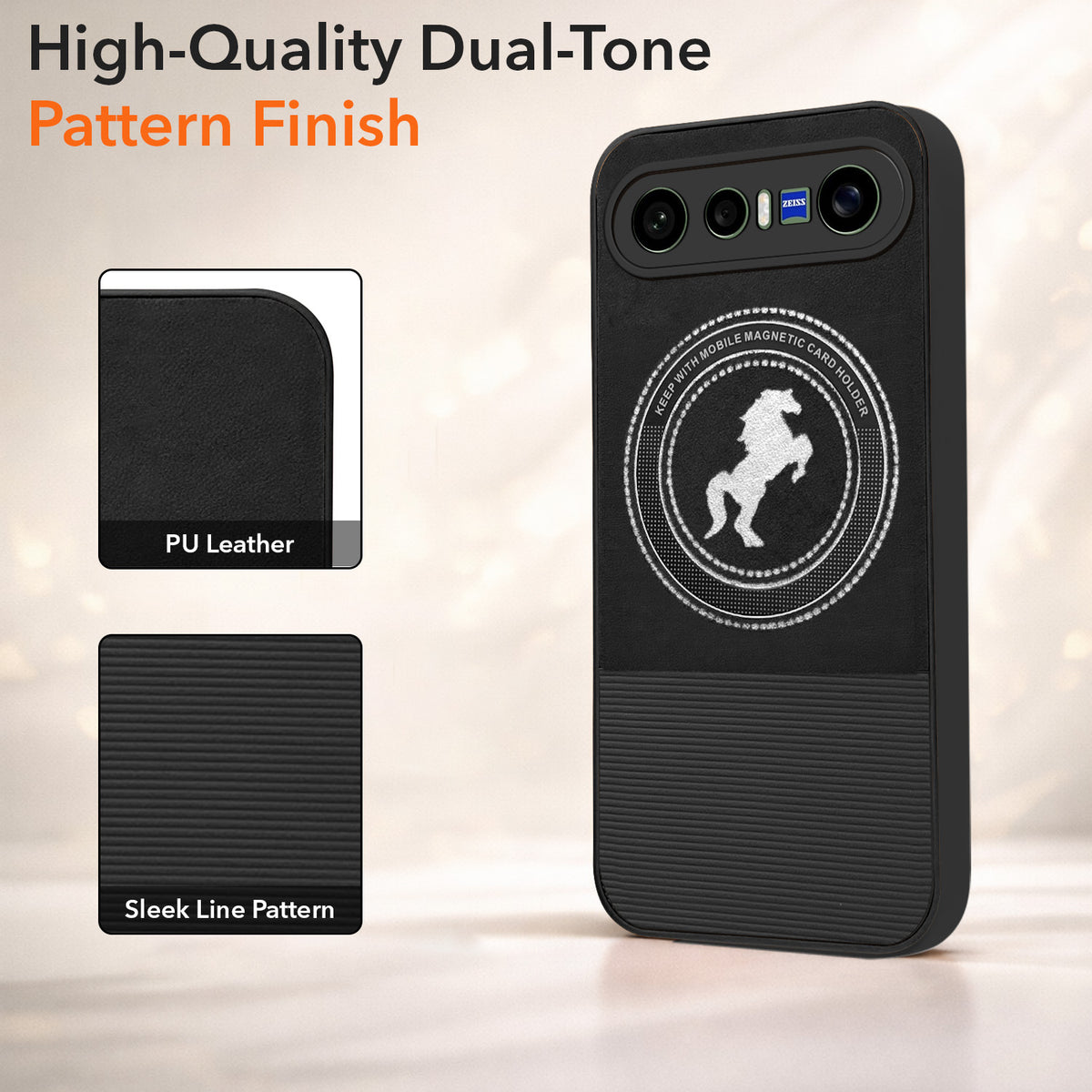 For Vivo X300 FE Back Cover Case PU Leather Finish (Professional Minimalist Texture | MagSafe Compatile | Camera Protection | Sleek Sober Formal)