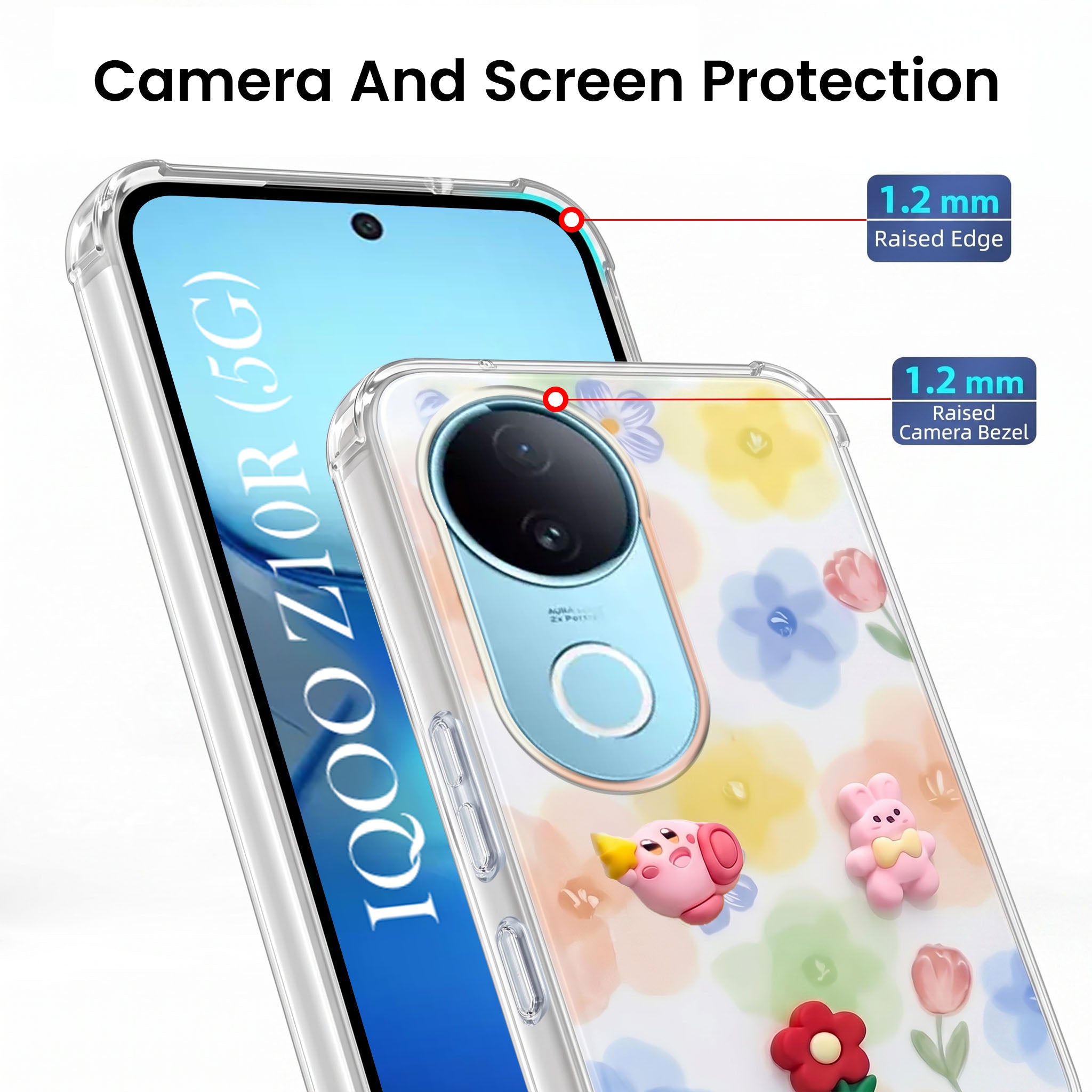For Vivo iQOO Z10R Back Cover Case (3D Cute Cartoons | Hard Back Side Soft | Matte Premium Finish | HD Printing)