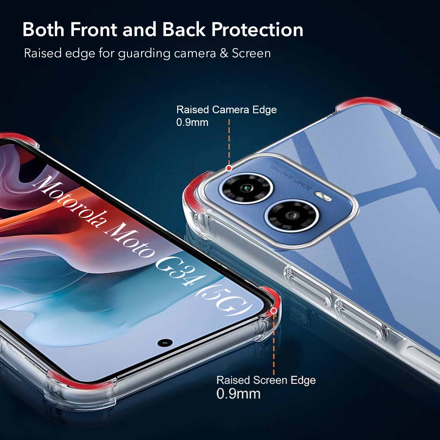 For Motorola Moto G34 5G Back Cover Shockproof Crystal-Clear (Drop & Camera Protection | Hard Polycarbonate)