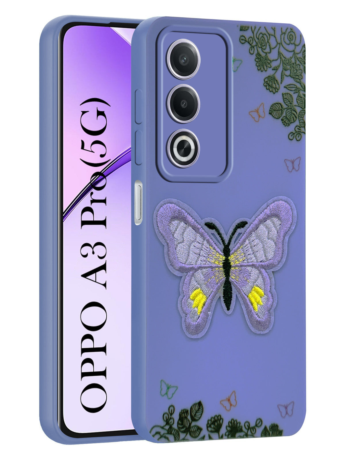 For Oppo A3 Pro 5G Back Cover Case (Soft Butterfly Embroidery | Women Teen Girls | Camera Protection| Matte Silicone)
