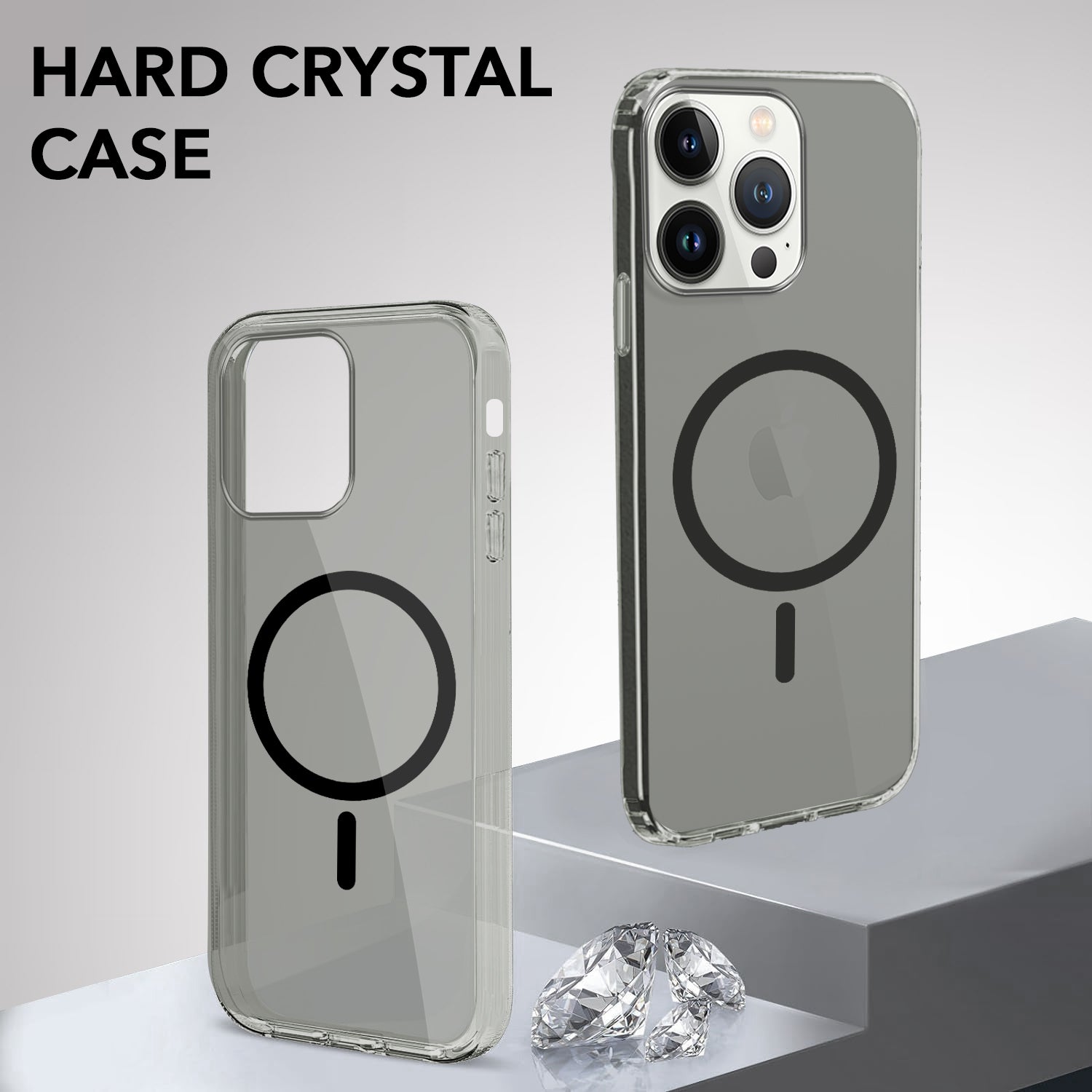 For Apple iPhone 14 Pro Back Case Cover Lifetime Anti-Yellow MagSafe Compatible Clear (Sleek Hard Crystal | Camera Protection and Shockproof)