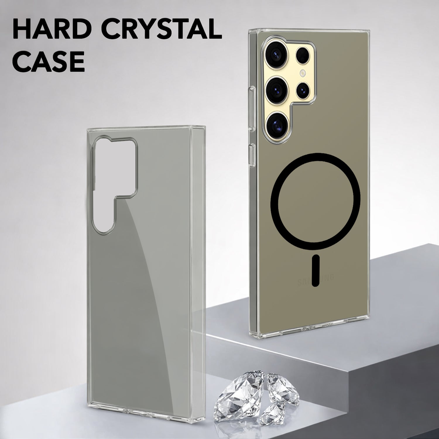 For Samsung Galaxy S24 Ultra Back Cover Case Lifetime Anti-Yellow MagSafe Compatible Clear (Sleek Hard Crystal | Shockproof and Camera Protection)