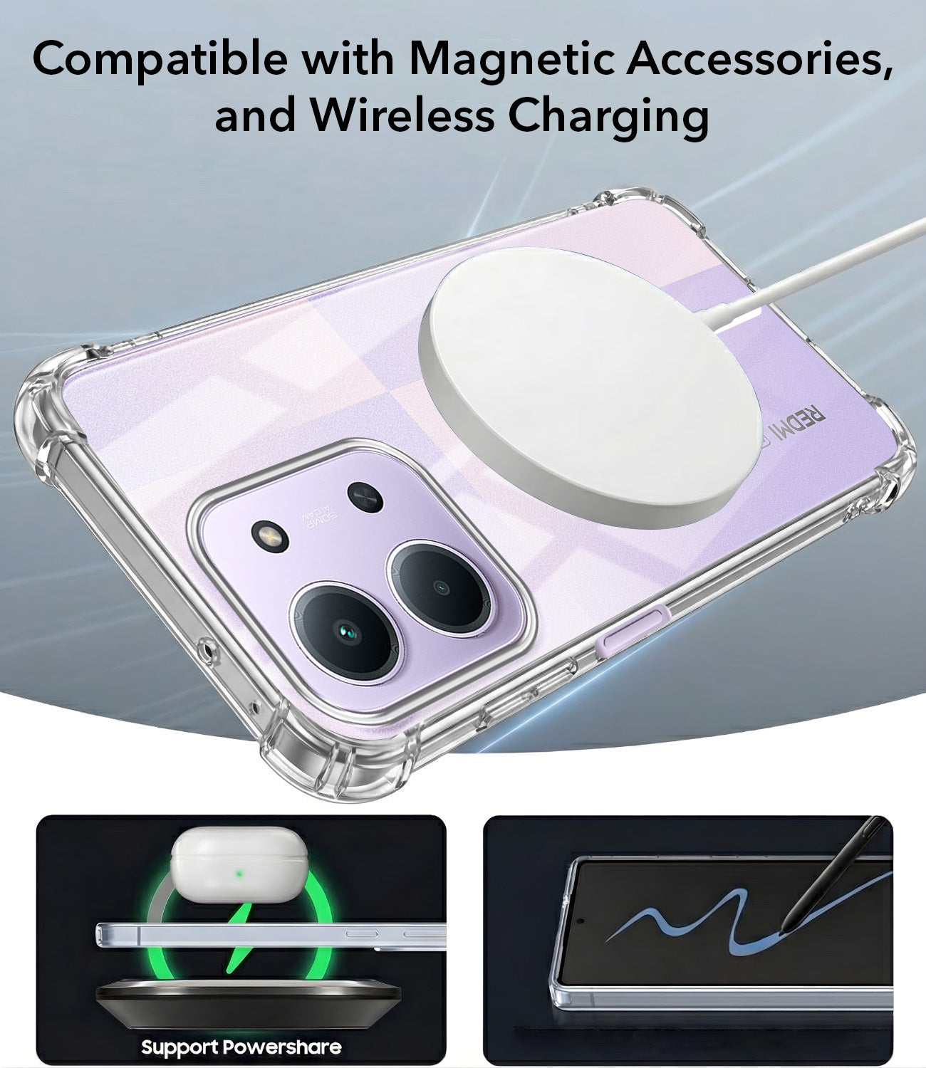 For Redmi 15C Back Cover Shockproof Crystal-Clear (Magsafe Wireless Support | Drop & Camera Protection | Hard Polycarbonate)