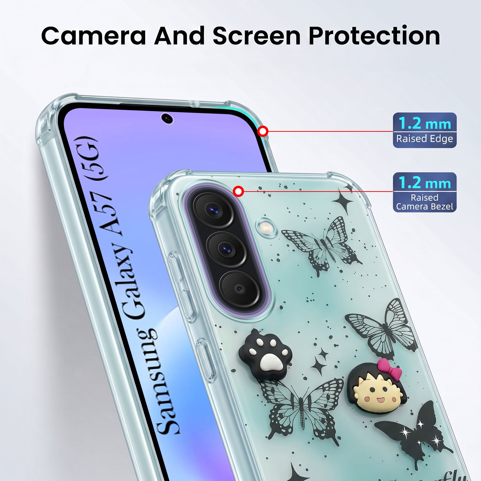 For Samsung Galaxy A57 5G Back Cover Case (3D Cute Cartoons | Hard Back Side Soft | Matte Premium Finish | HD Printing)